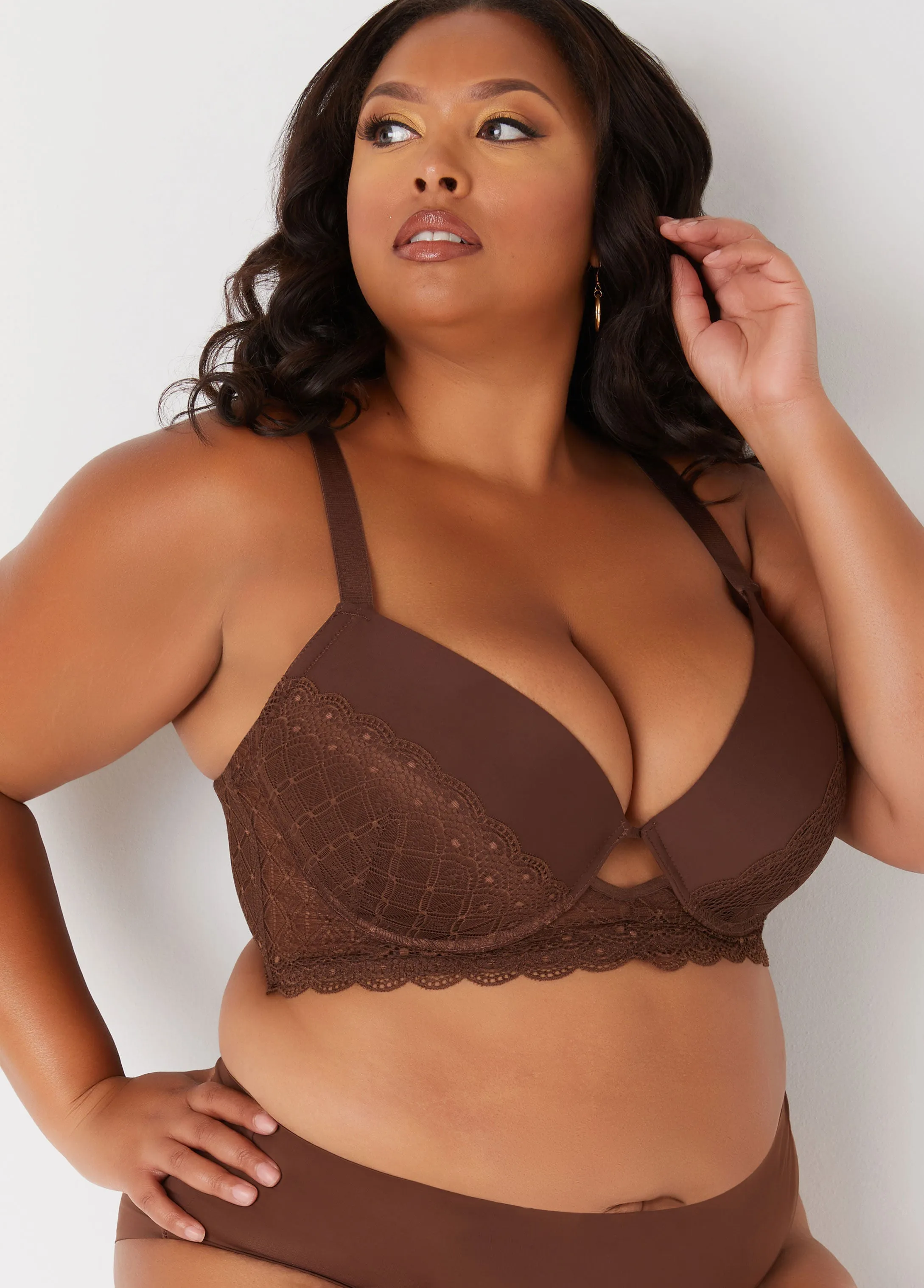 Lace Paneled Longline Push Up Bra sold by Ashley Stewart product image thumbnail 4