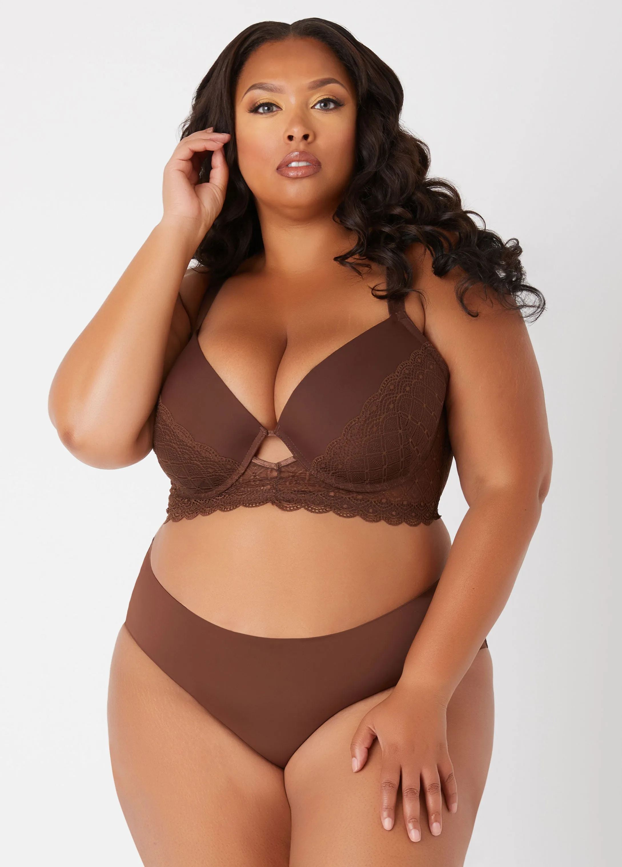 Lace Paneled Longline Push Up Bra sold by Ashley Stewart