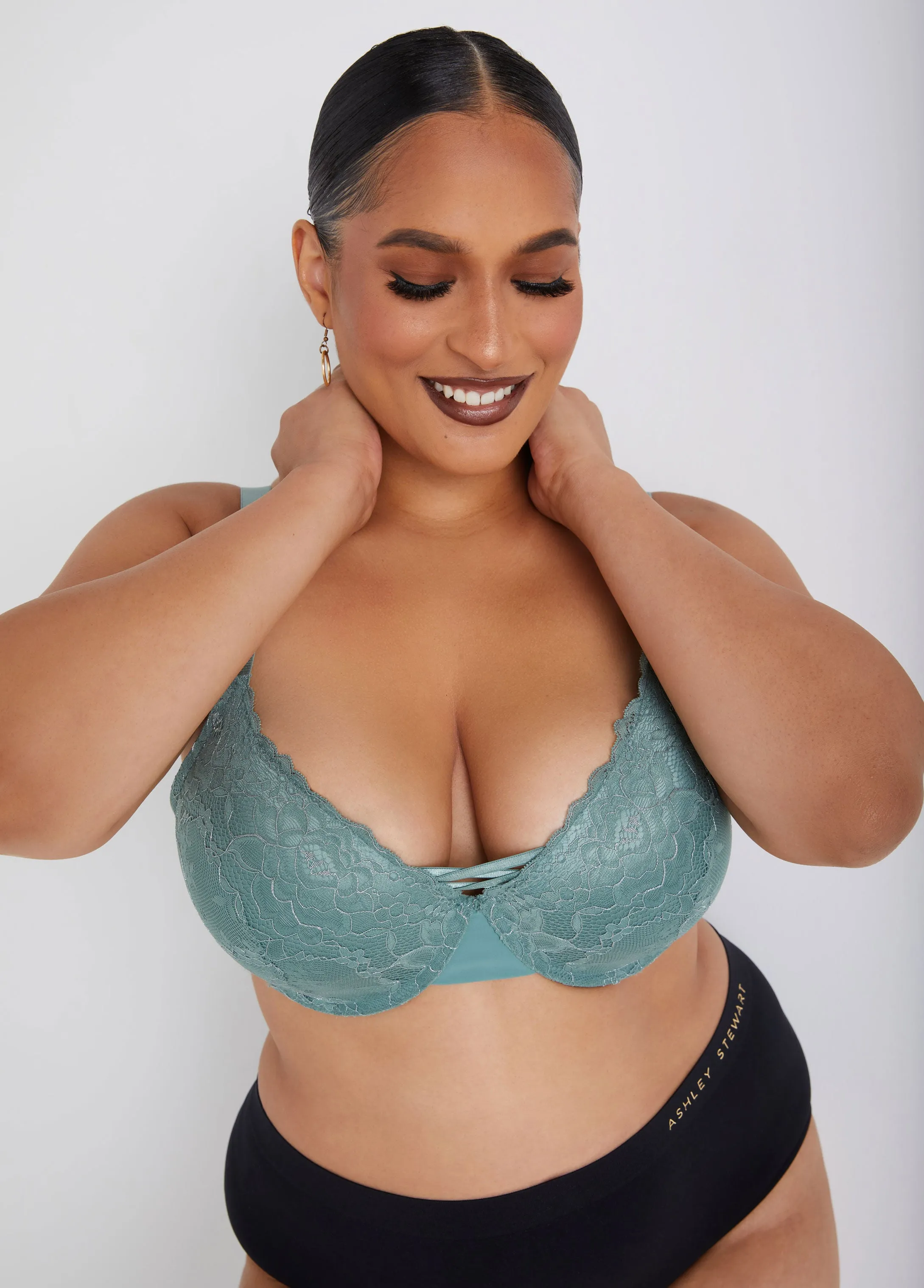 Lattice And Lace Underwire Bra sold by Ashley Stewart product image thumbnail 3