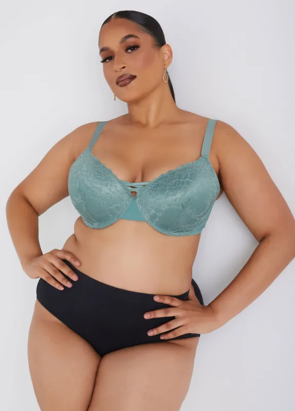Lattice And Lace Underwire Bra sold by Ashley Stewart