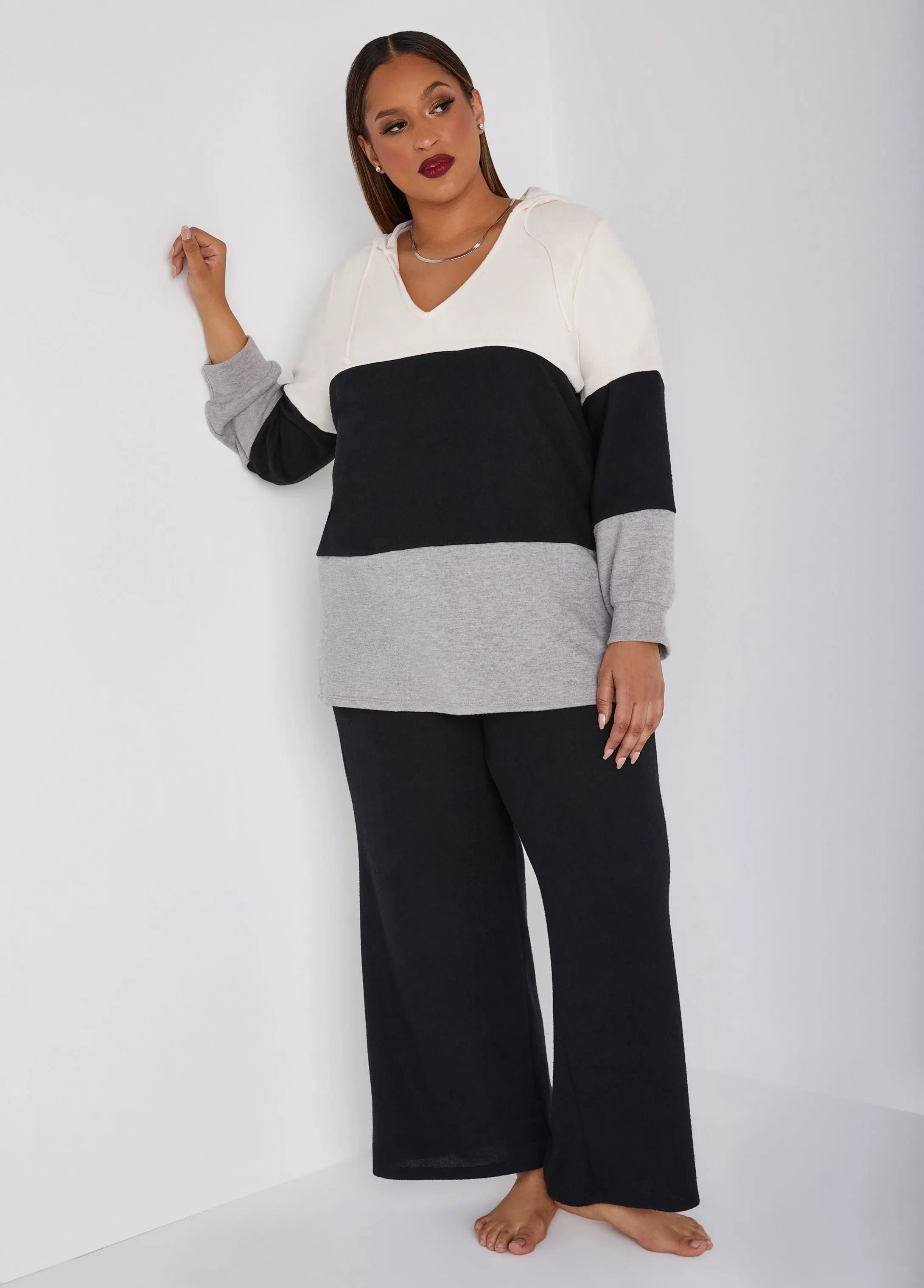 Colorblock Lounge Hoodie sold by Ashley Stewart product image thumbnail 3
