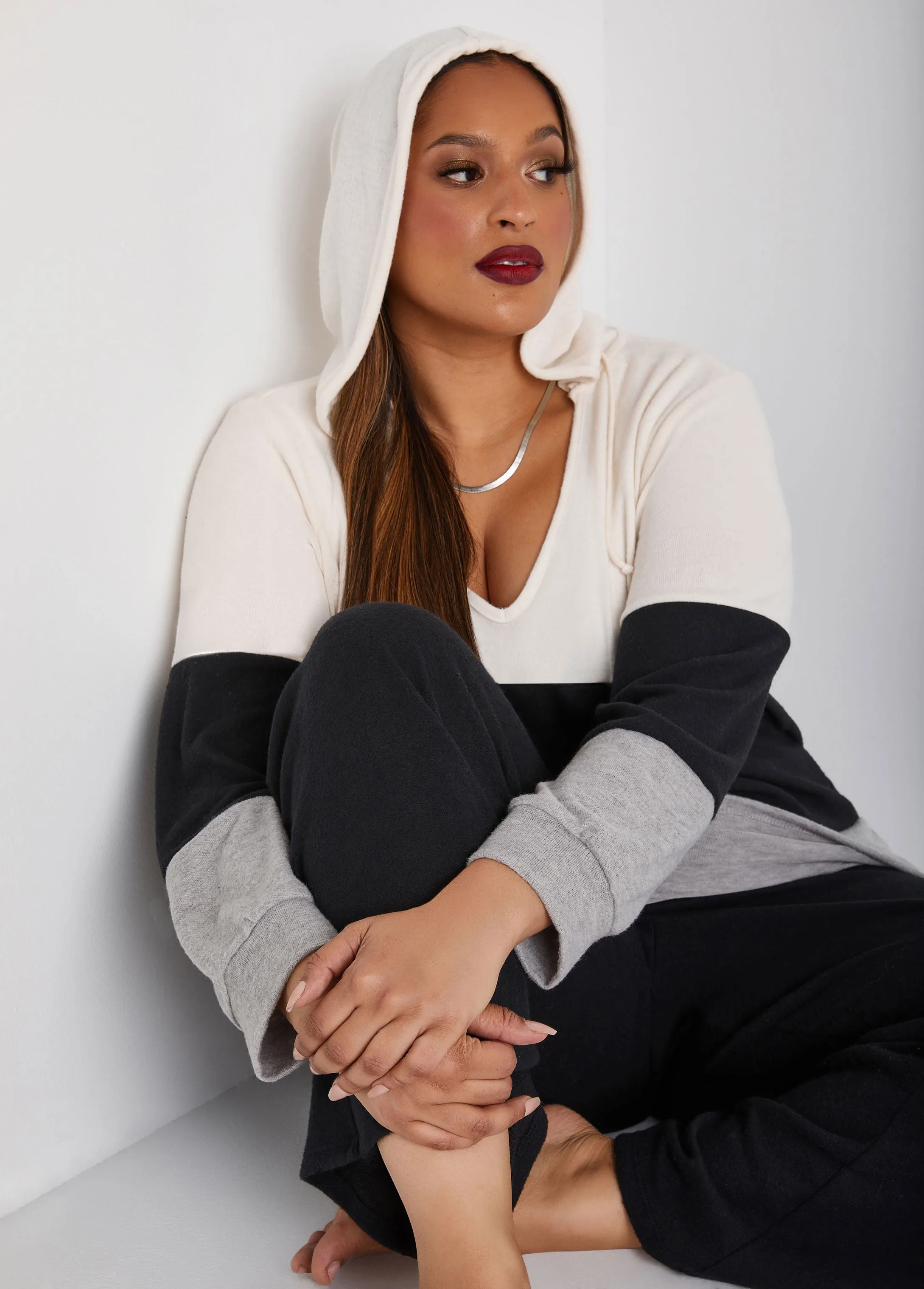 Colorblock Lounge Hoodie sold by Ashley Stewart product image thumbnail 4