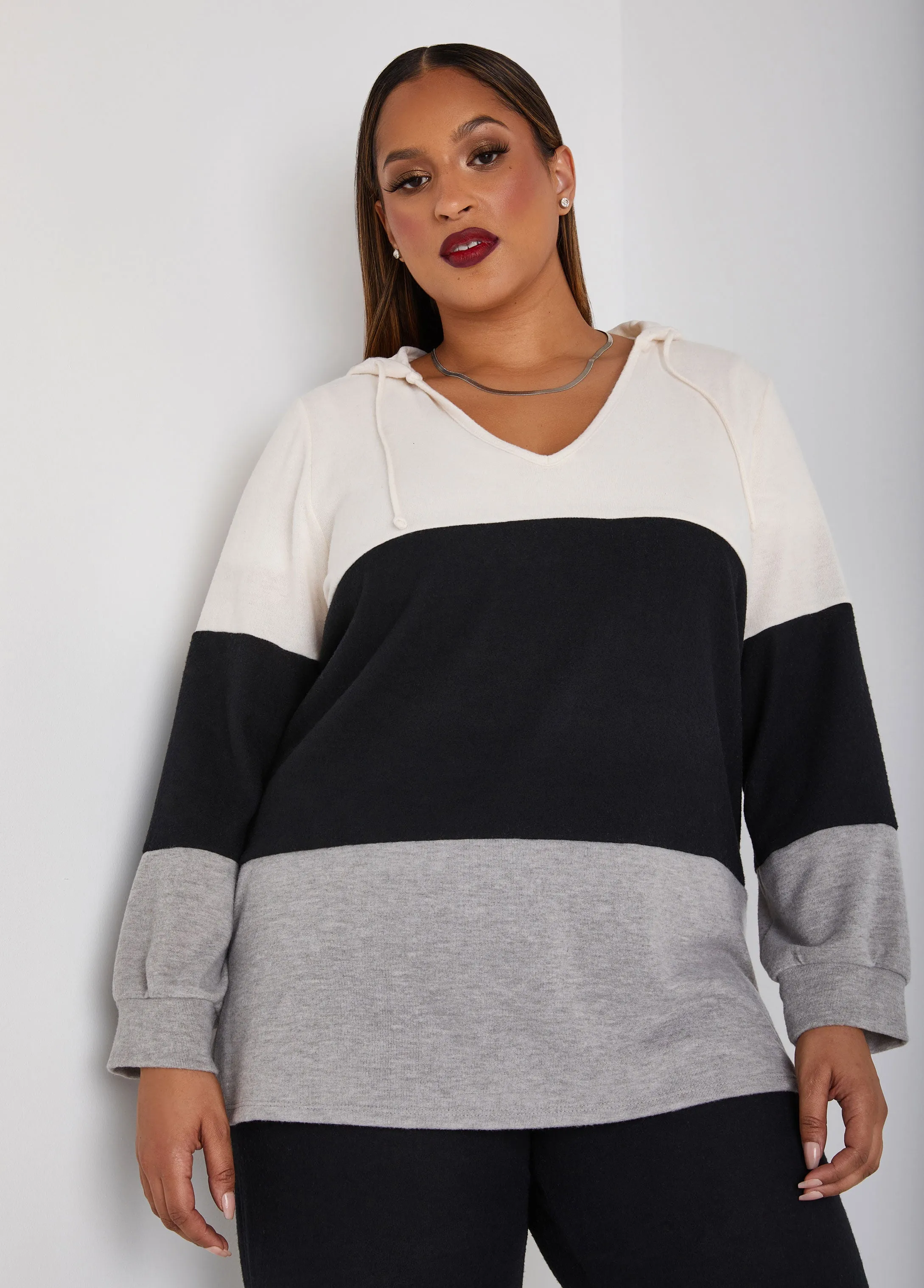 Colorblock Lounge Hoodie sold by Ashley Stewart