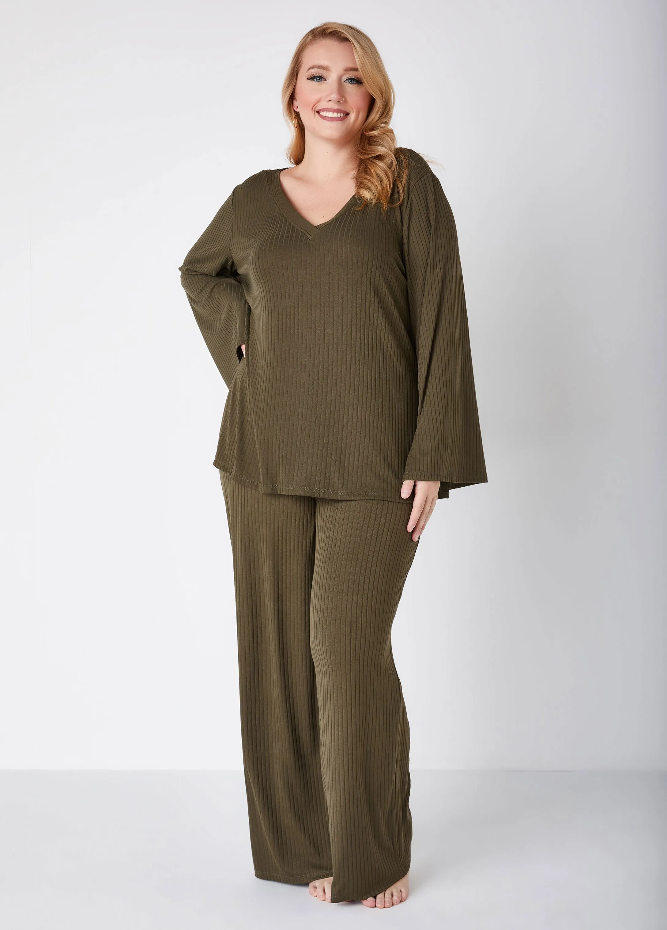 Ribbed Lounge Straight Leg Pants sold by Ashley Stewart