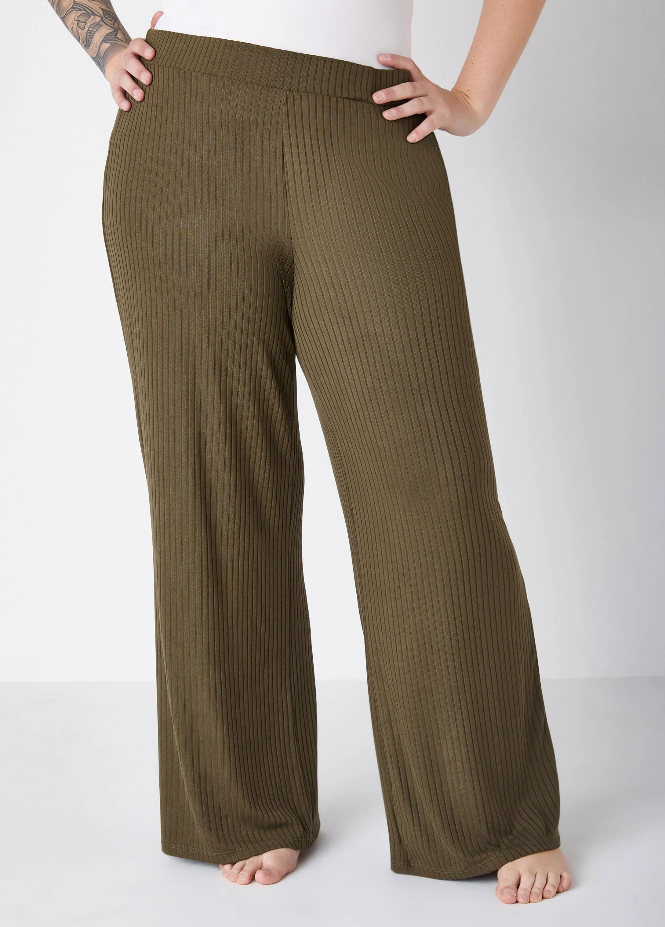 Ribbed Lounge Straight Leg Pants sold by Ashley Stewart product image thumbnail 3