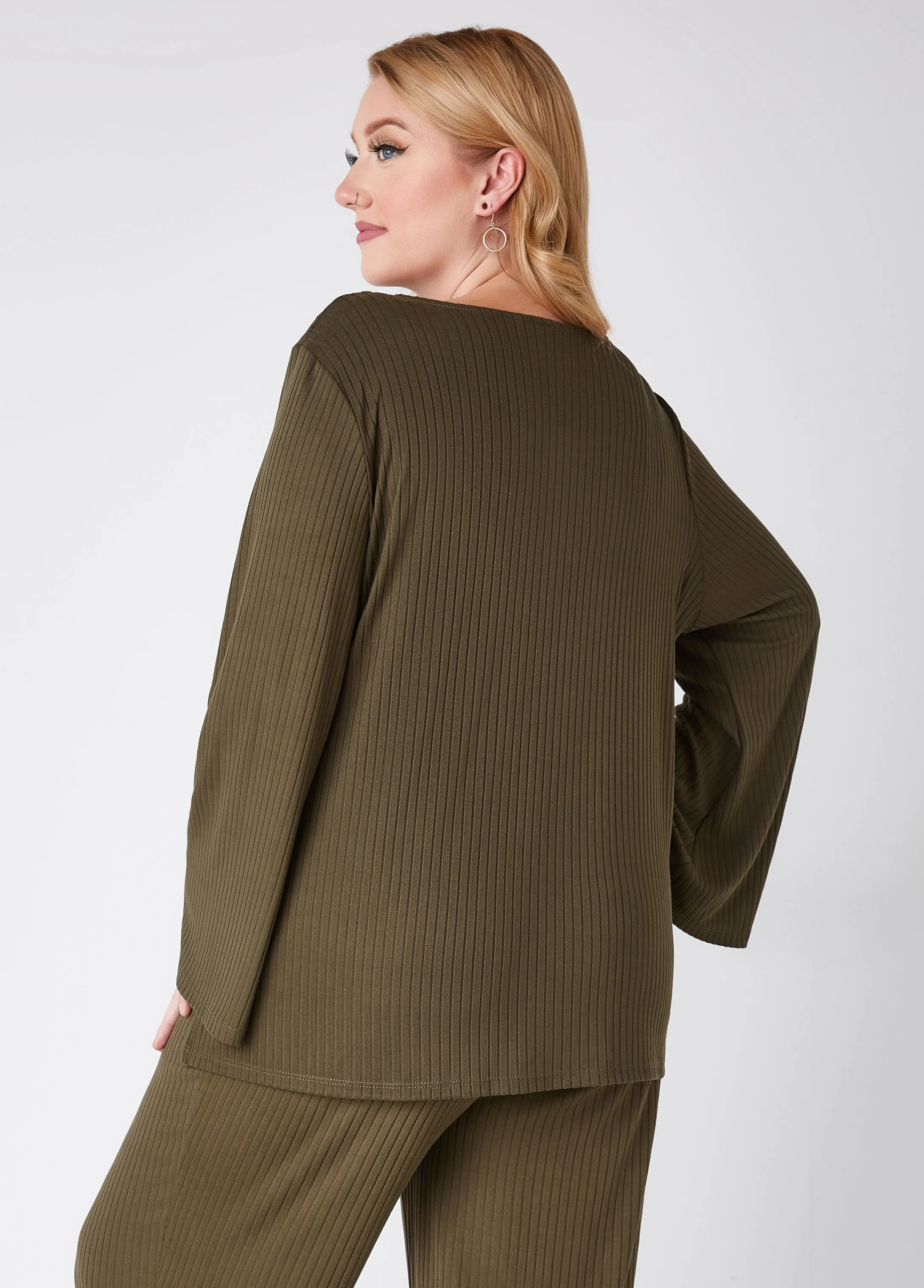 Ribbed V Neck Lounge Tunic sold by Ashley Stewart product image thumbnail 2