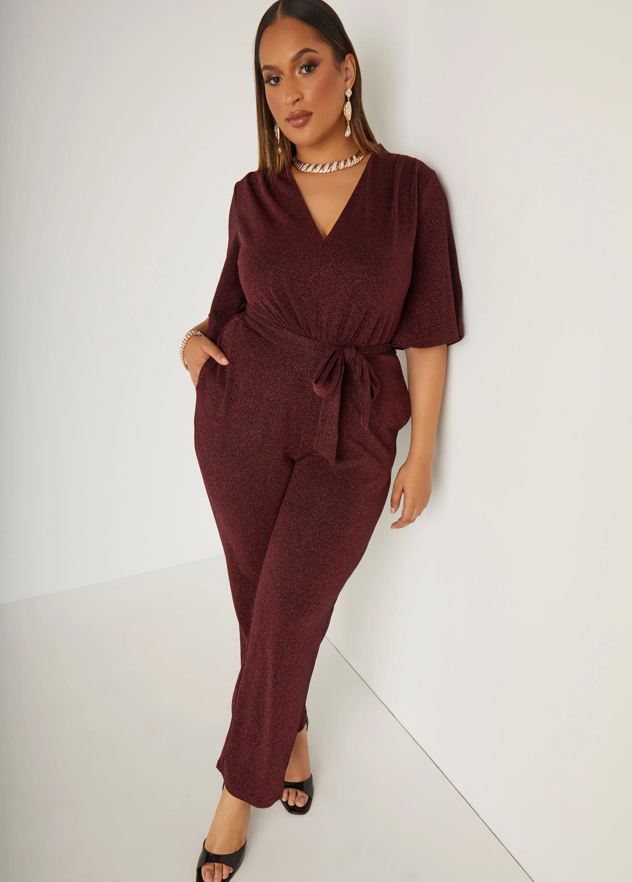Straight Leg Lurex™ Jumpsuit sold by Ashley Stewart product image thumbnail 3