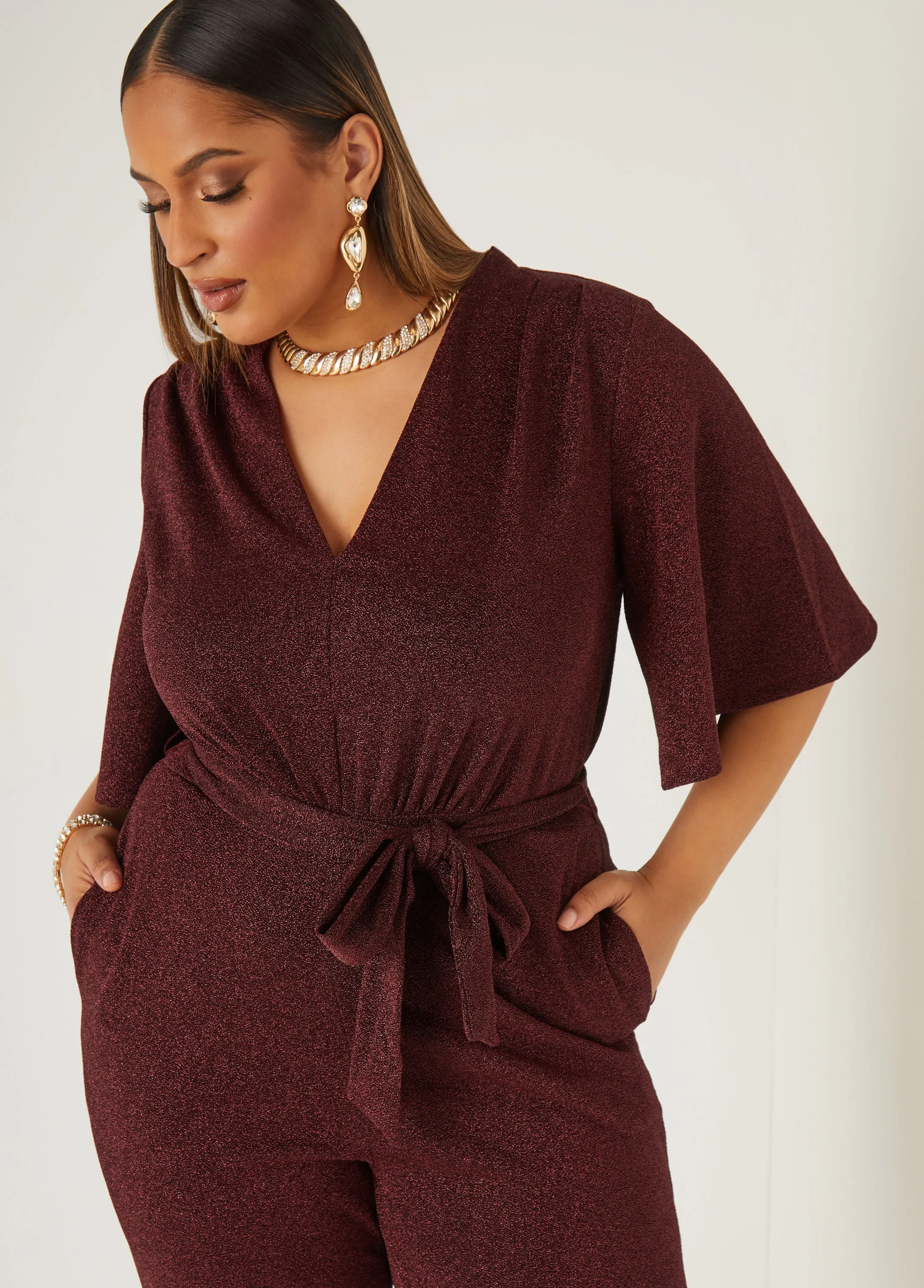 Straight Leg Lurex™ Jumpsuit sold by Ashley Stewart product image thumbnail 4