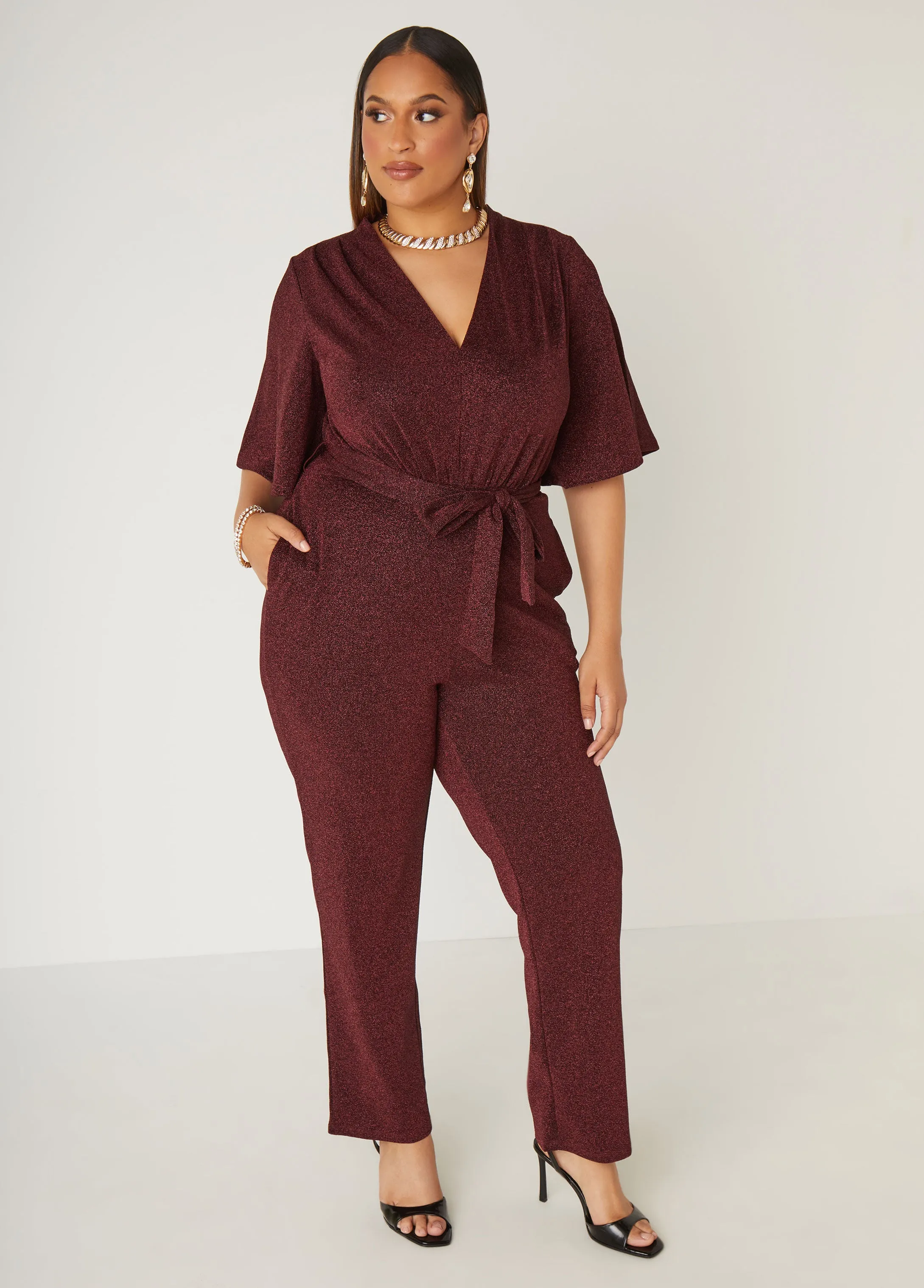 Straight Leg Lurex™ Jumpsuit sold by Ashley Stewart