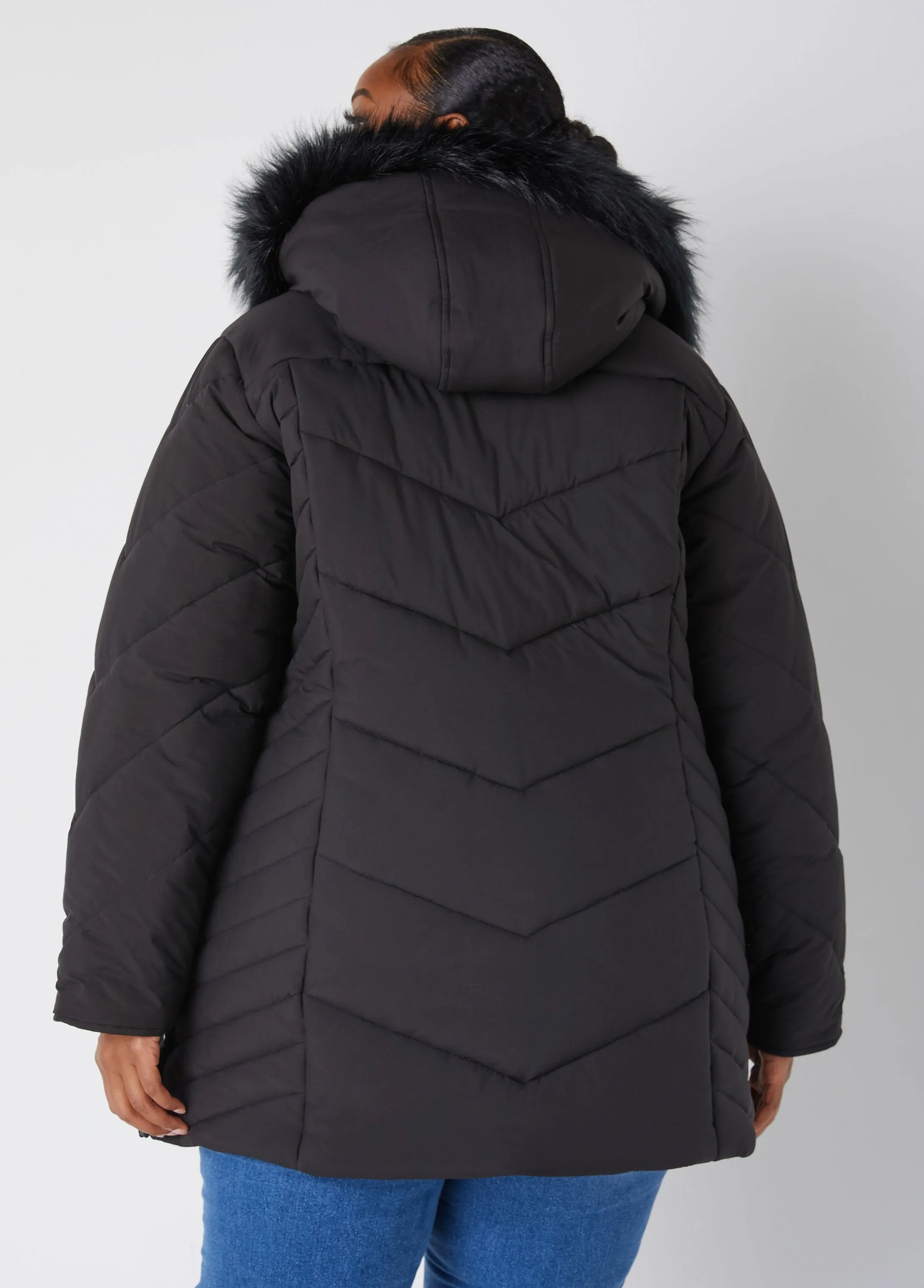 Snap Detailed Hooded Puffer Coat sold by Ashley Stewart product image thumbnail 2