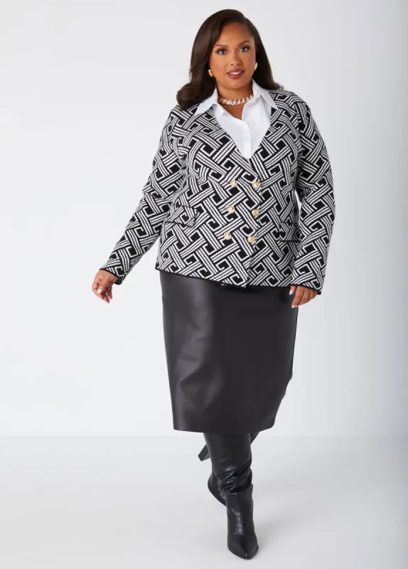 Double Breasted Jacquard Blazer sold by Ashley Stewart