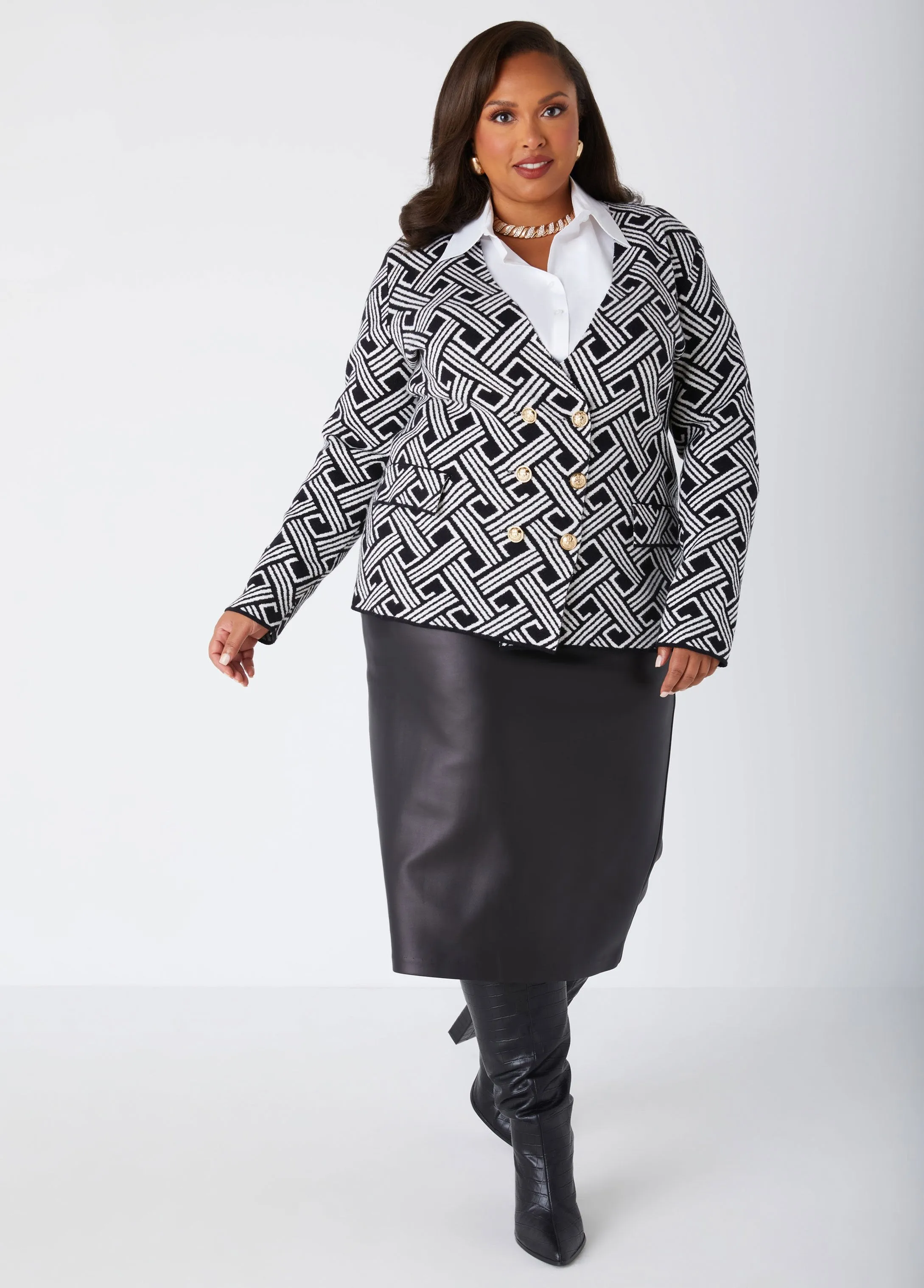 Double Breasted Jacquard Blazer sold by Ashley Stewart
