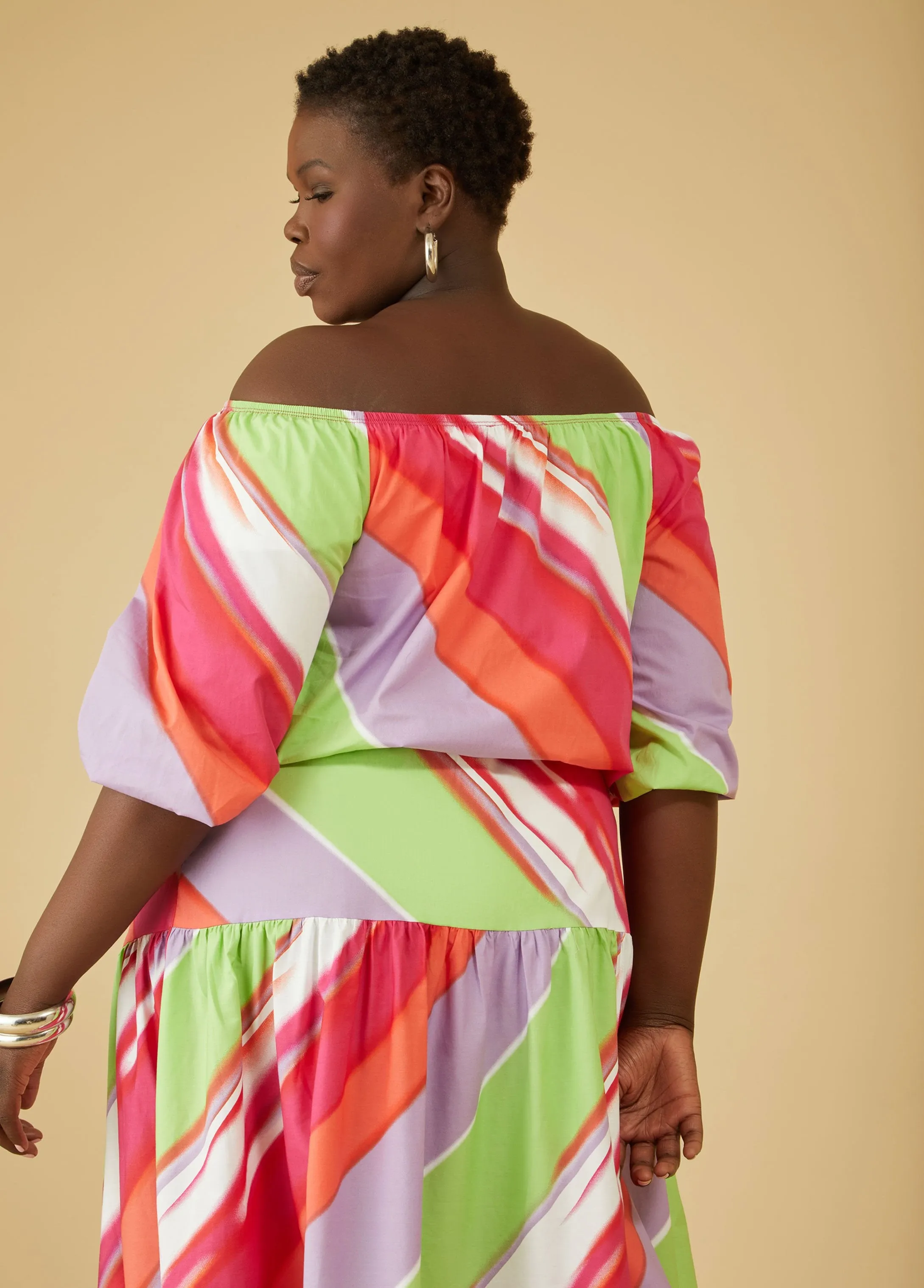 Striped Off The Shoulder Blouse sold by Ashley Stewart product image thumbnail 2