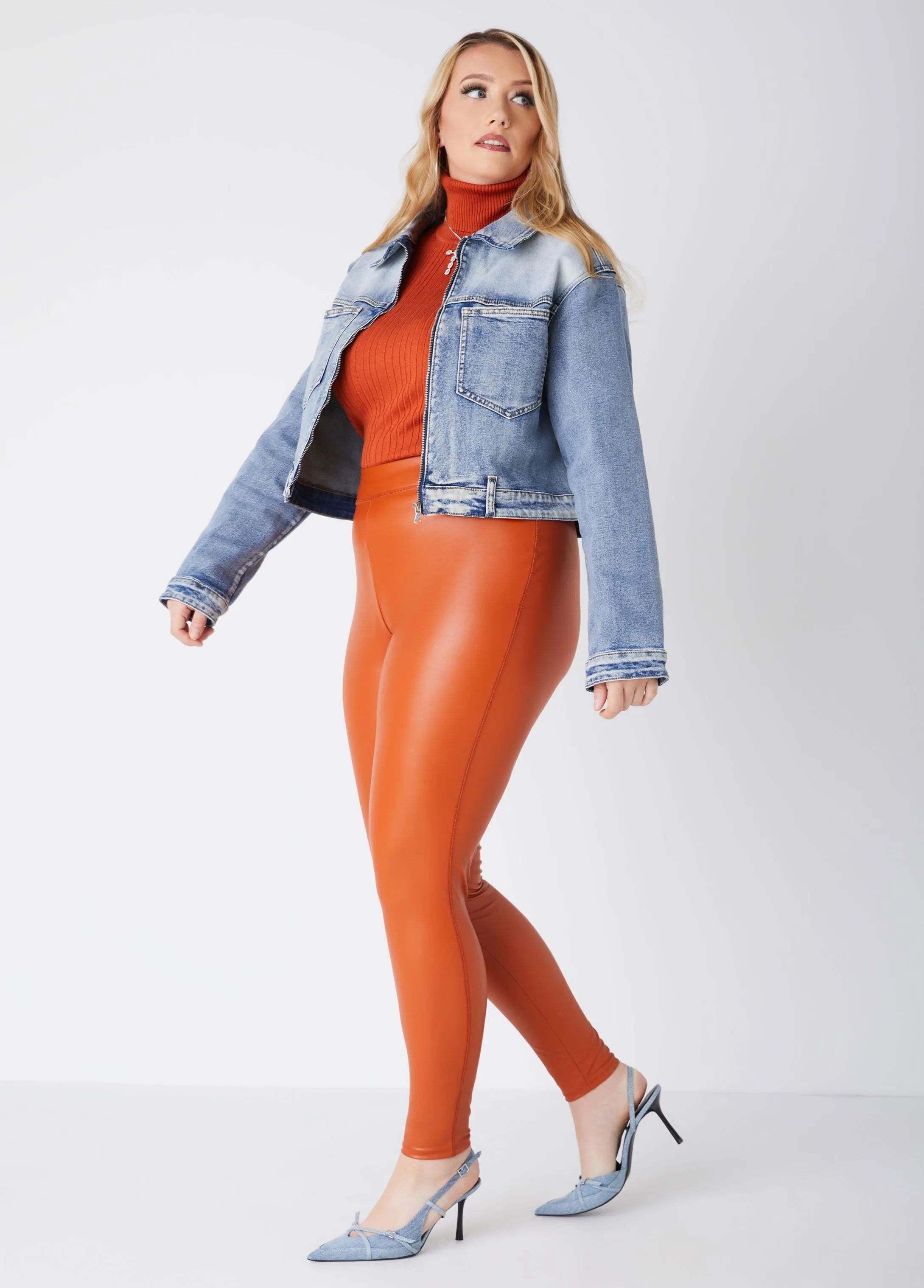 Faux Leather High Waist Leggings sold by Ashley Stewart product image thumbnail 3