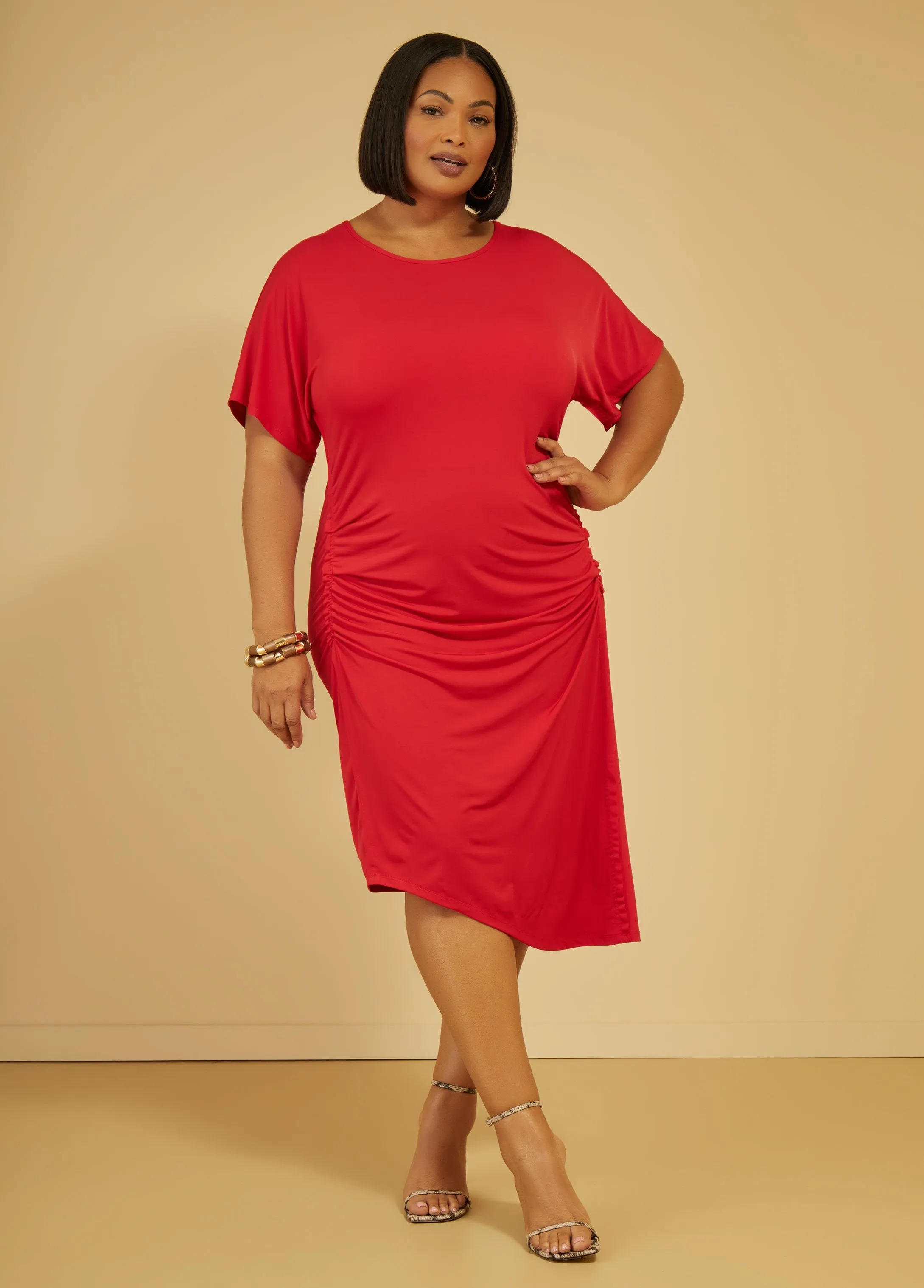 Ruched Asymmetric Dress sold by Ashley Stewart product image thumbnail 4