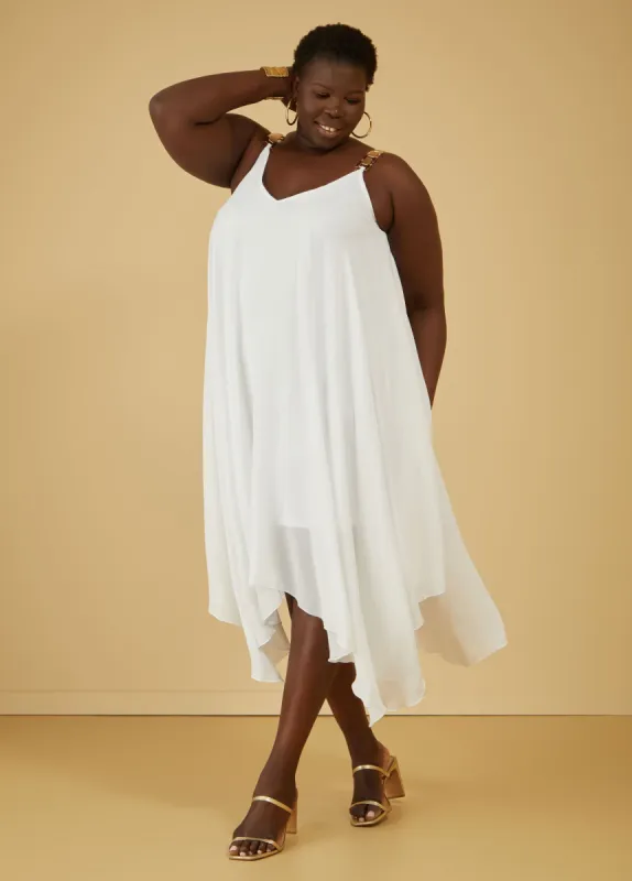 Chain Embellished Crepe Dress sold by Ashley Stewart