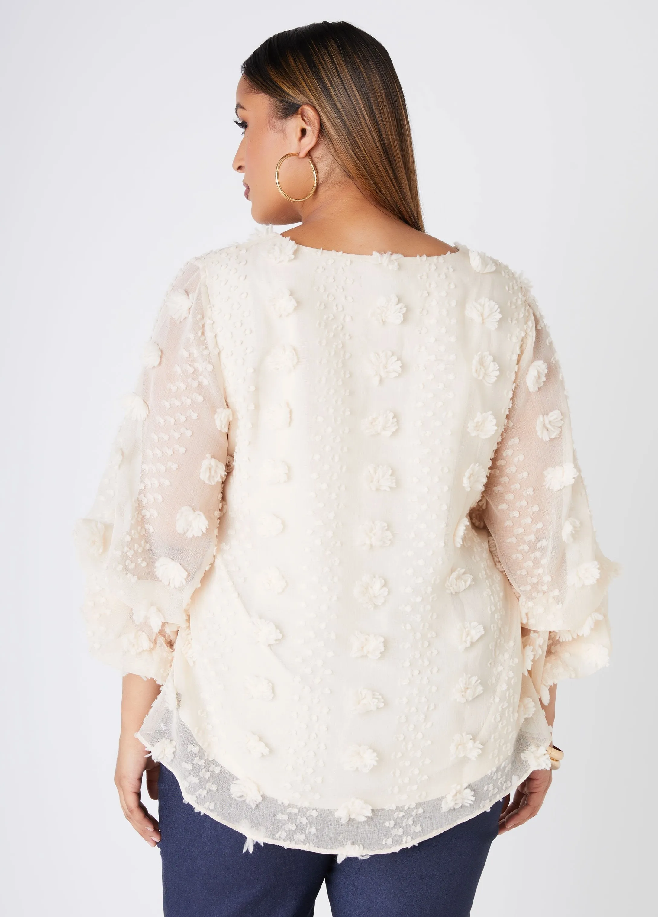Pompom Gauze Blouse sold by Ashley Stewart product image thumbnail 2