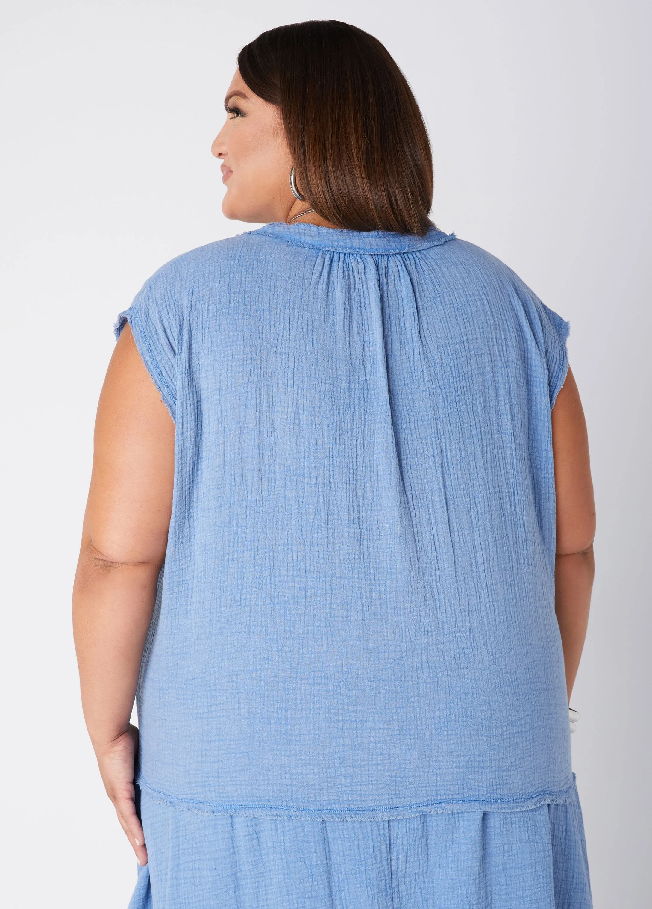 Frayed Cotton Gauze Top sold by Ashley Stewart product image thumbnail 2