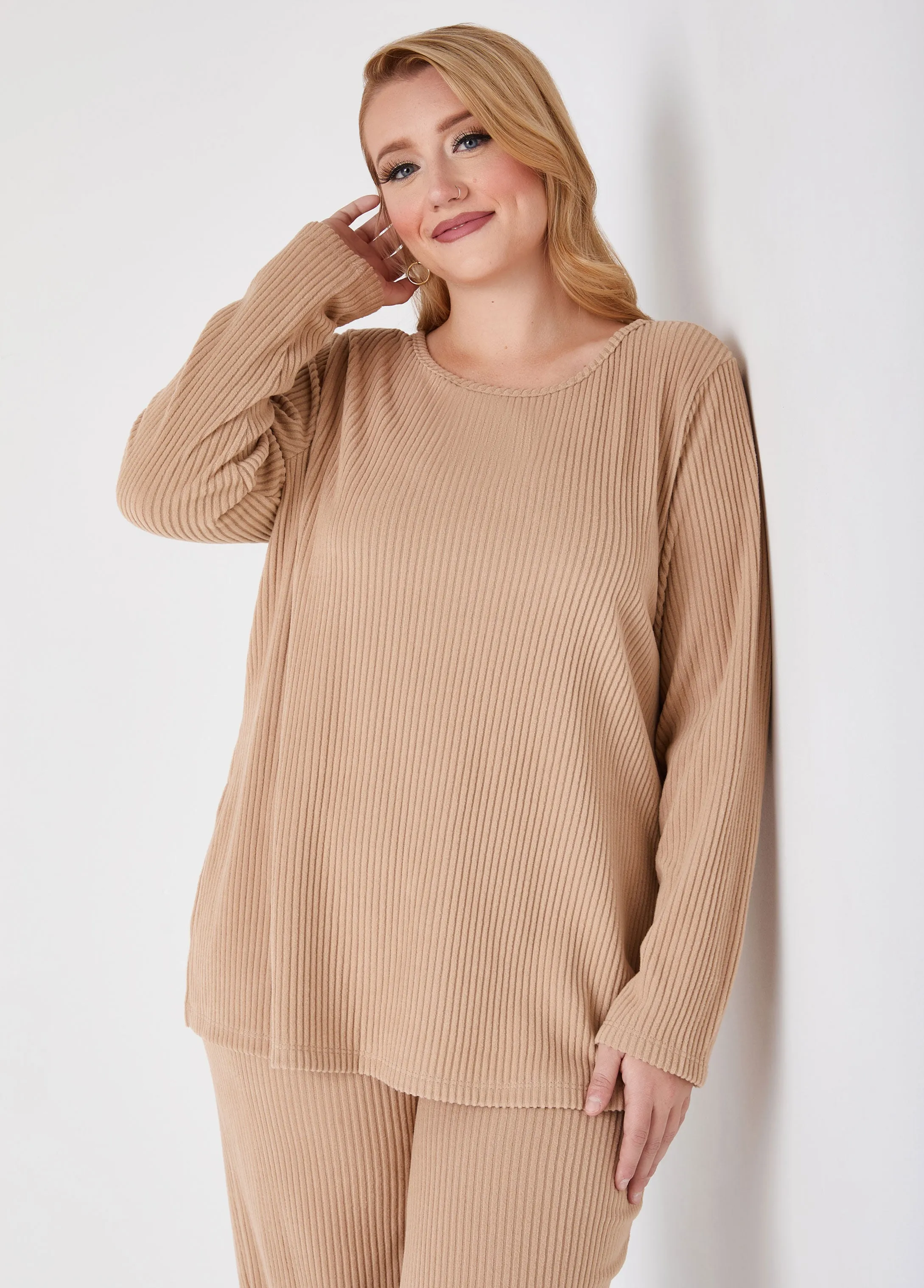Ribbed Fleece Lounge Tunic sold by Ashley Stewart product image thumbnail 5