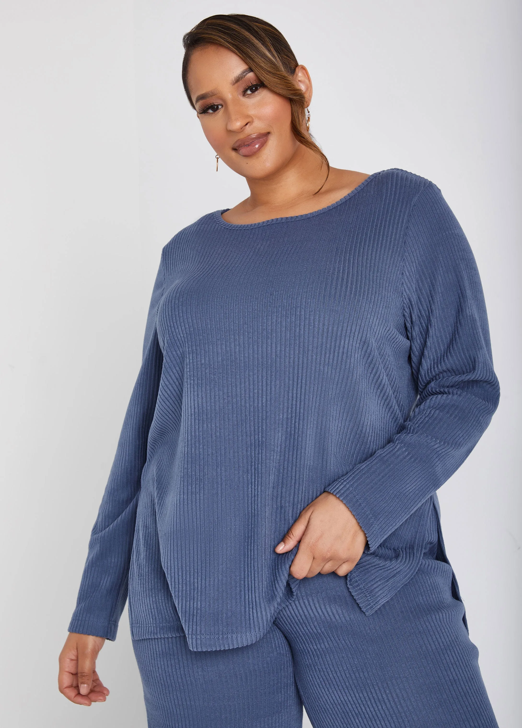 Ribbed Fleece Lounge Tunic sold by Ashley Stewart