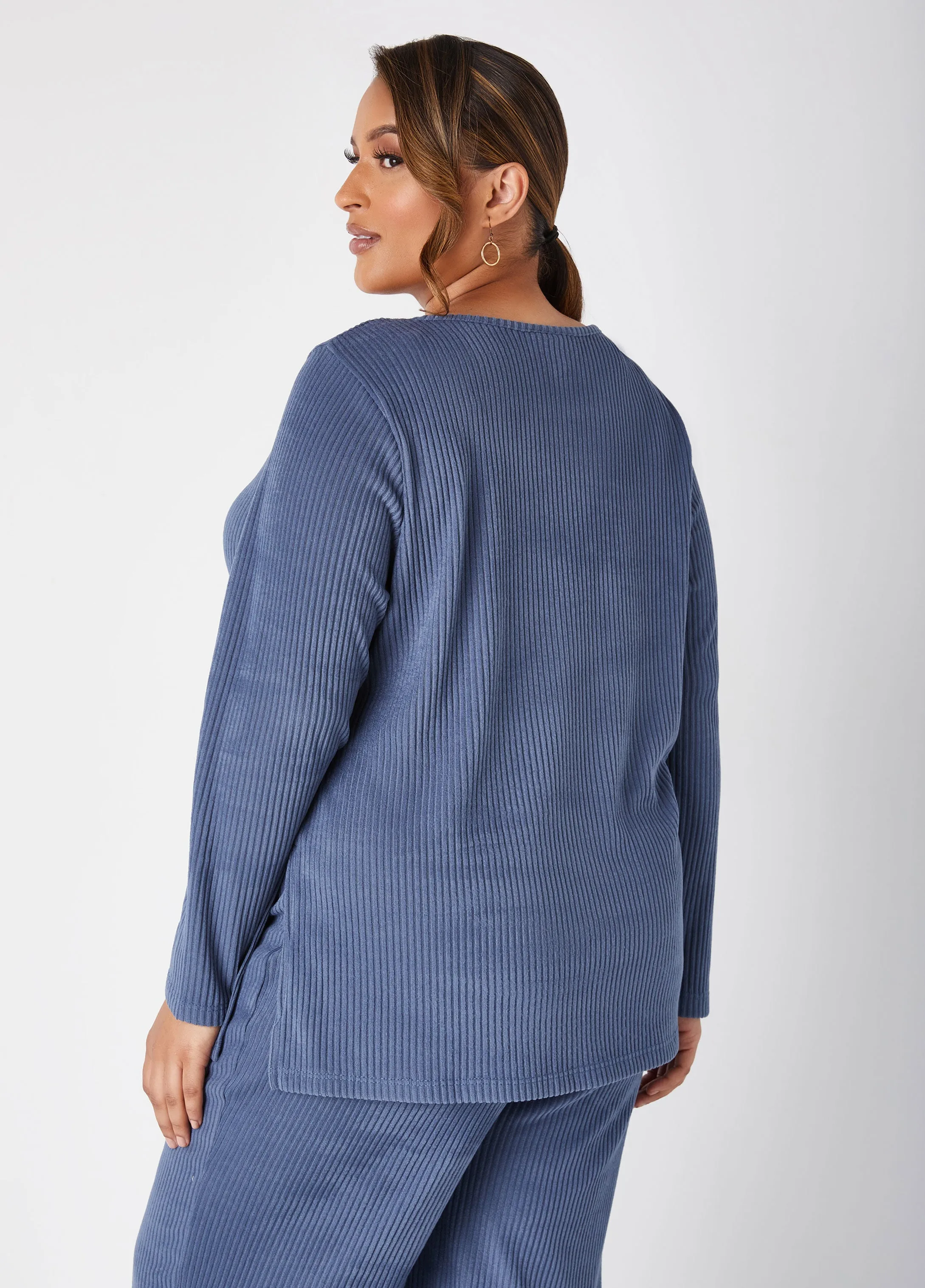 Ribbed Fleece Lounge Tunic sold by Ashley Stewart product image thumbnail 2