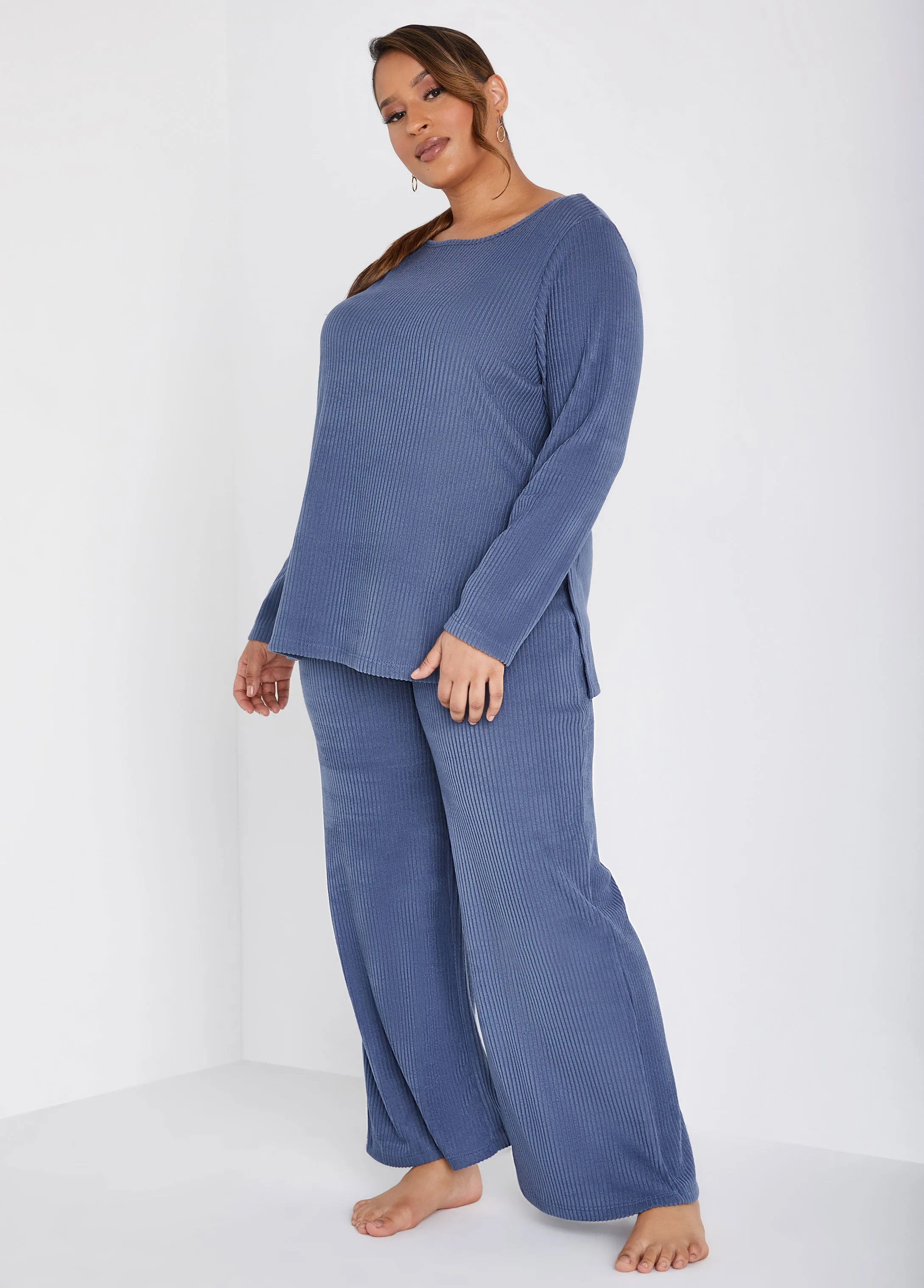 Ribbed Fleece Lounge Tunic sold by Ashley Stewart product image thumbnail 4