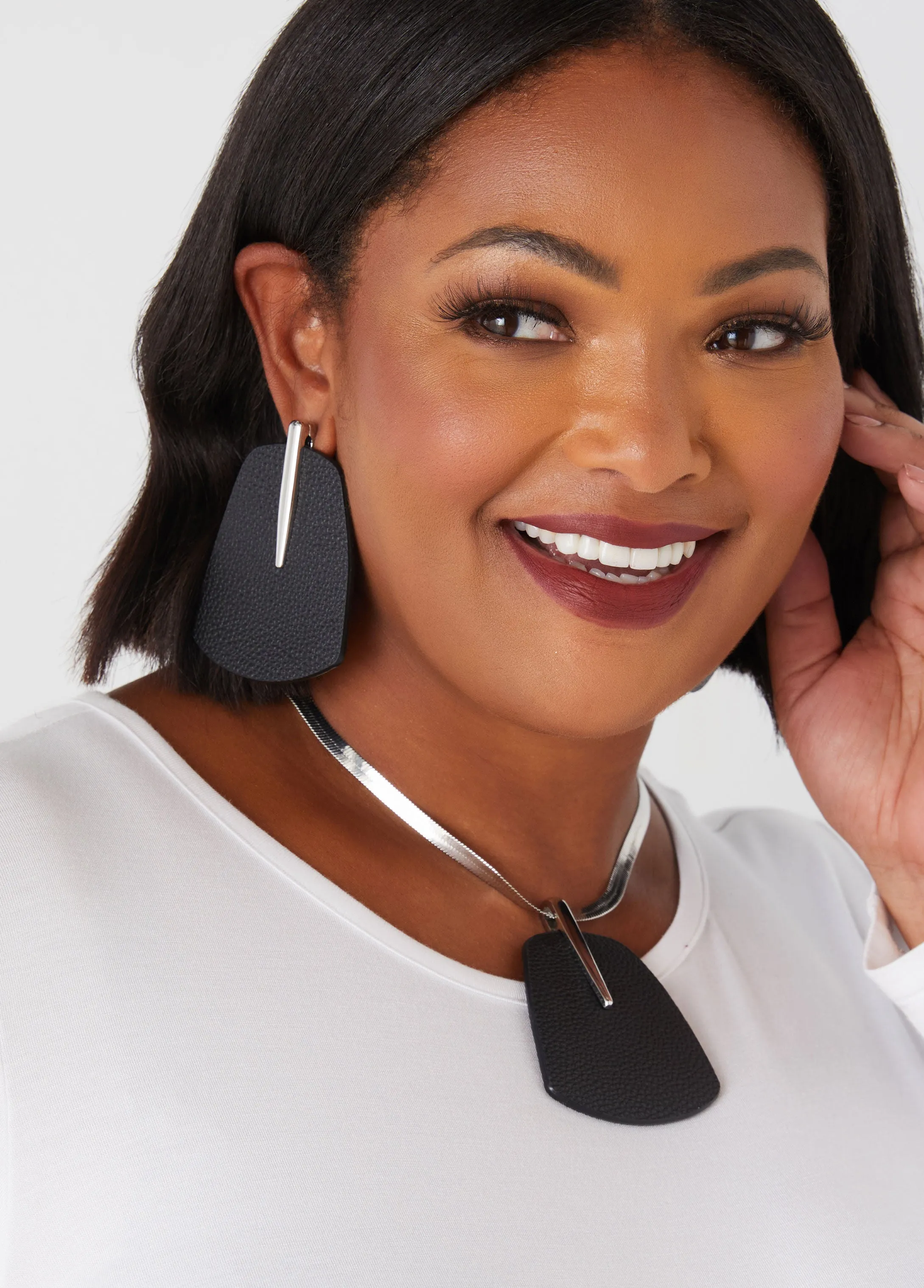 Pebbled Faux Leather Necklace sold by Ashley Stewart