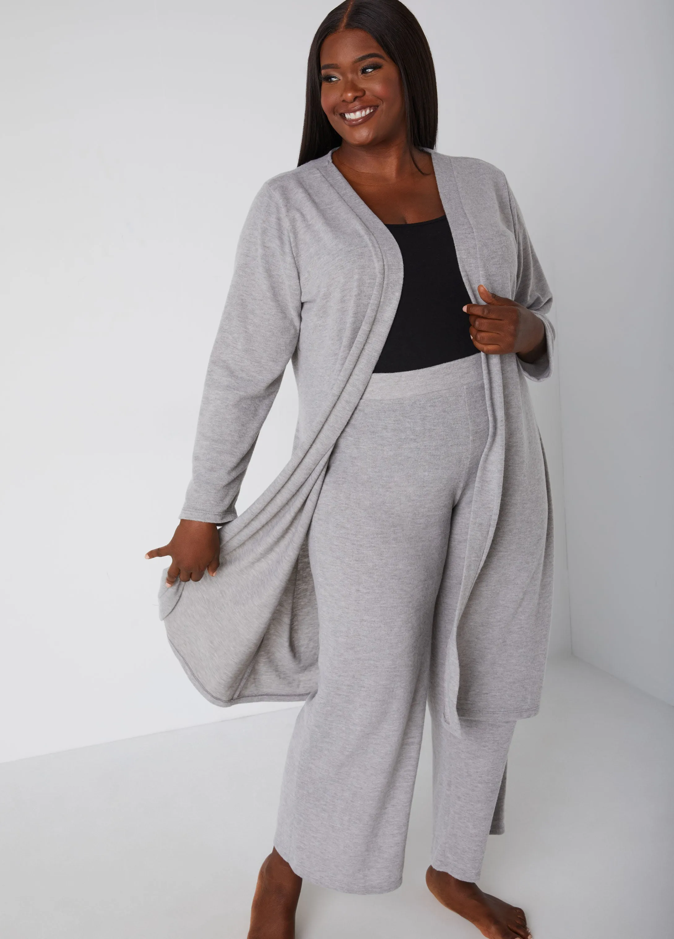 Brushed Hacci Knit Lounge Duster sold by Ashley Stewart product image thumbnail 3