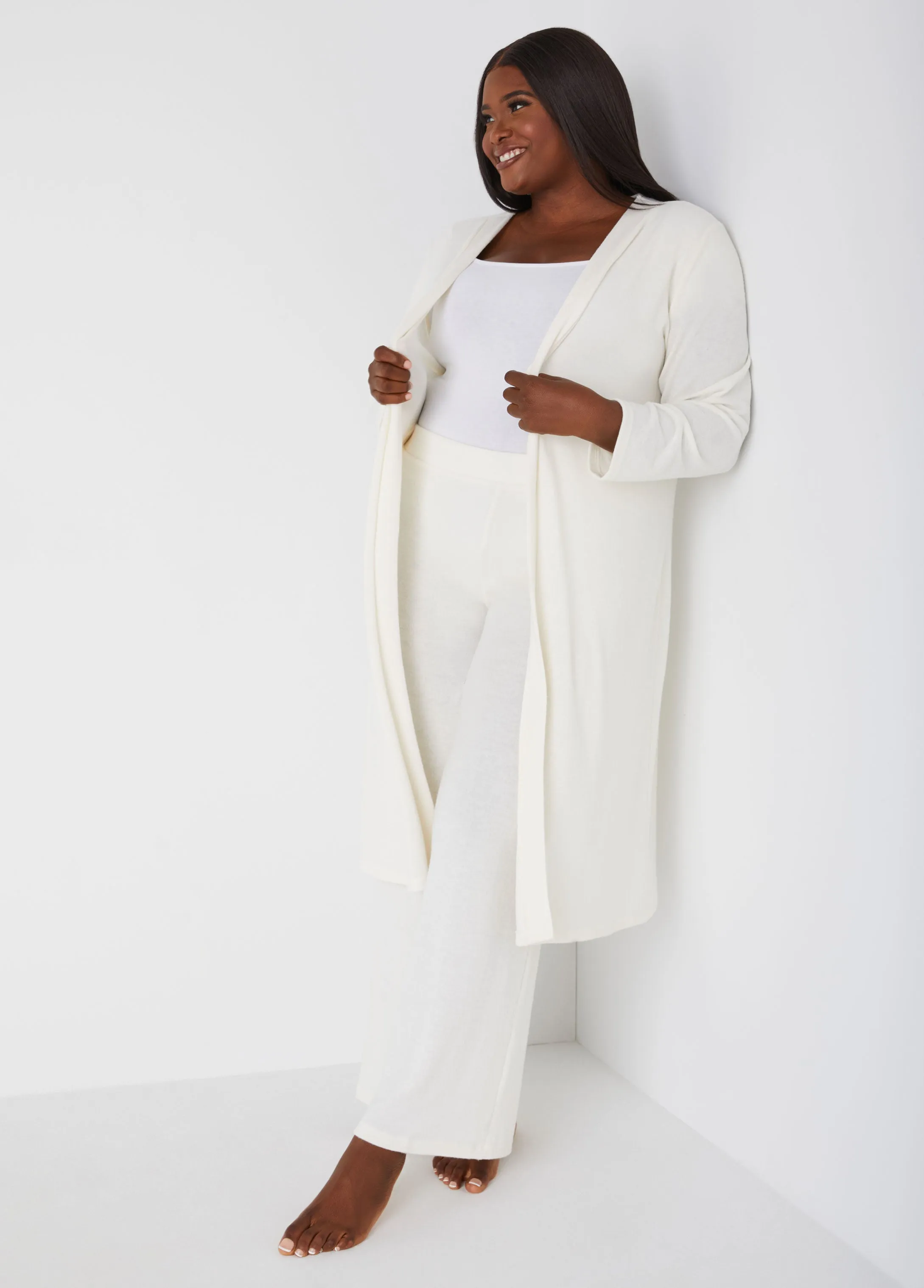 Brushed Hacci Knit Lounge Duster sold by Ashley Stewart product image thumbnail 5
