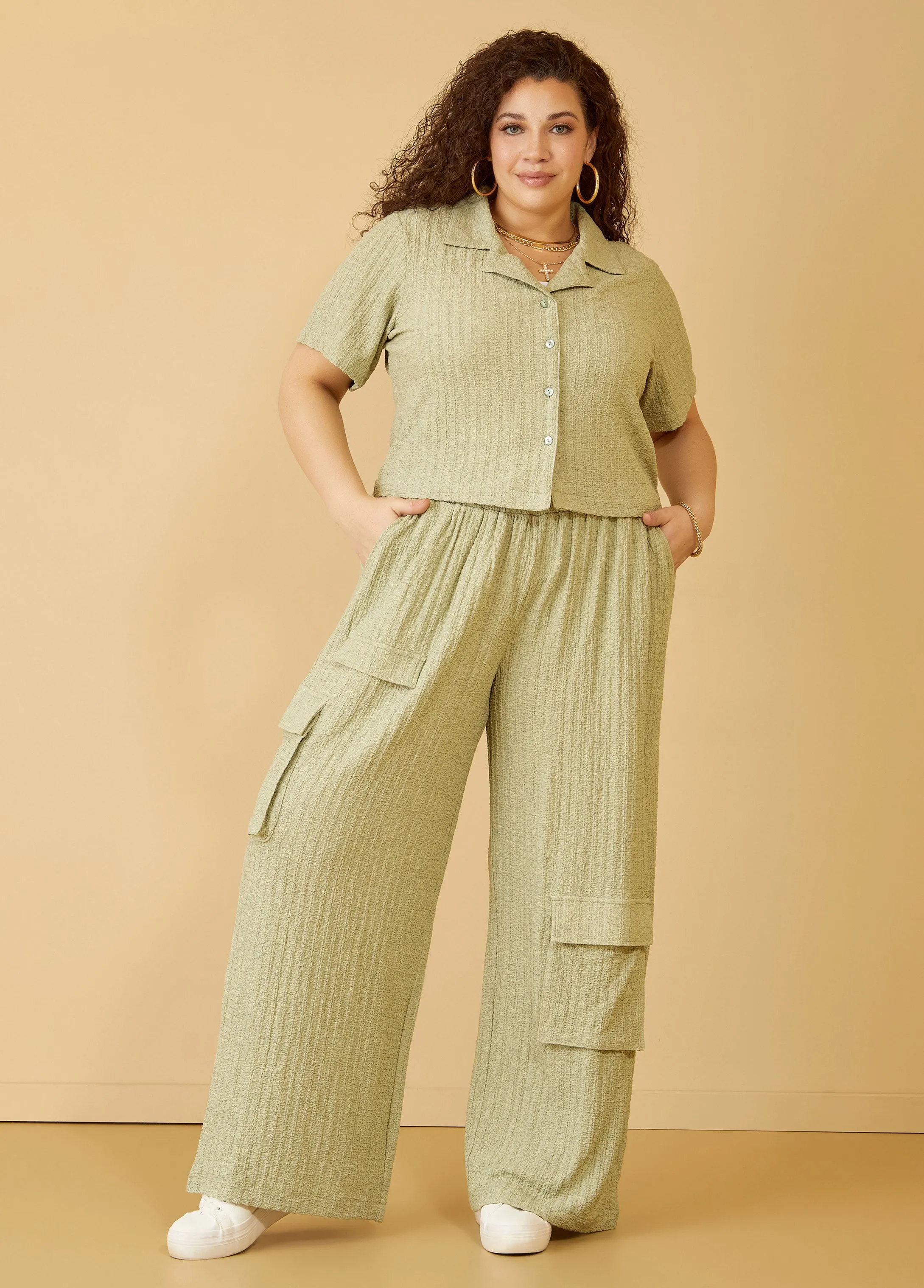 Textured Crop Shirt sold by Ashley Stewart product image thumbnail 3