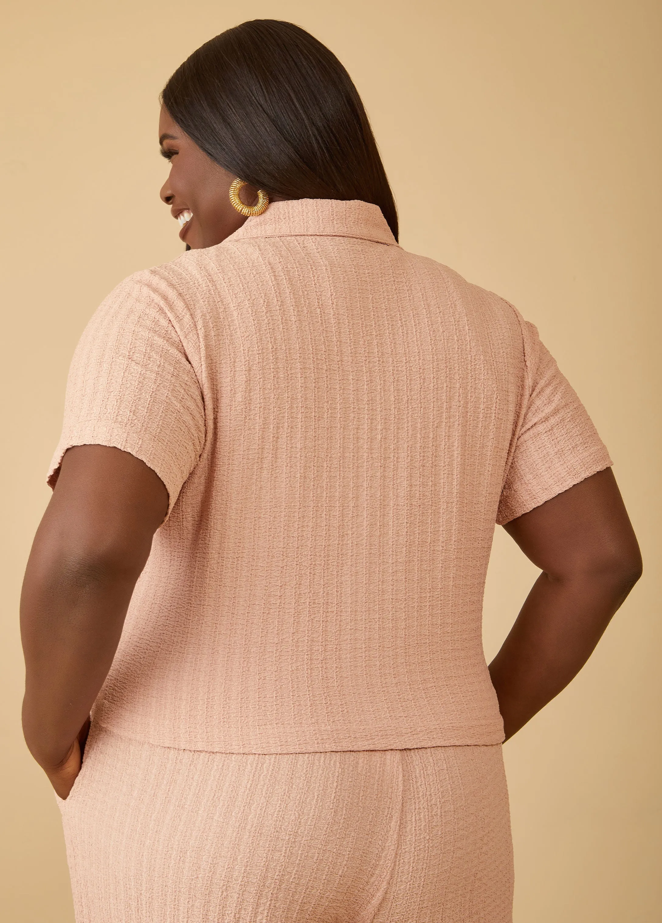 Textured Crop Shirt sold by Ashley Stewart product image thumbnail 5