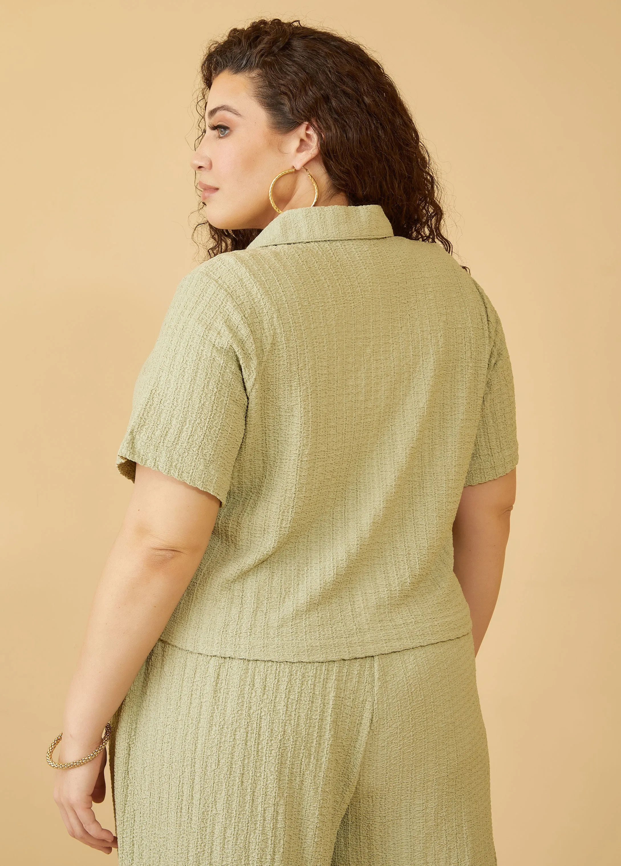 Textured Crop Shirt sold by Ashley Stewart product image thumbnail 2