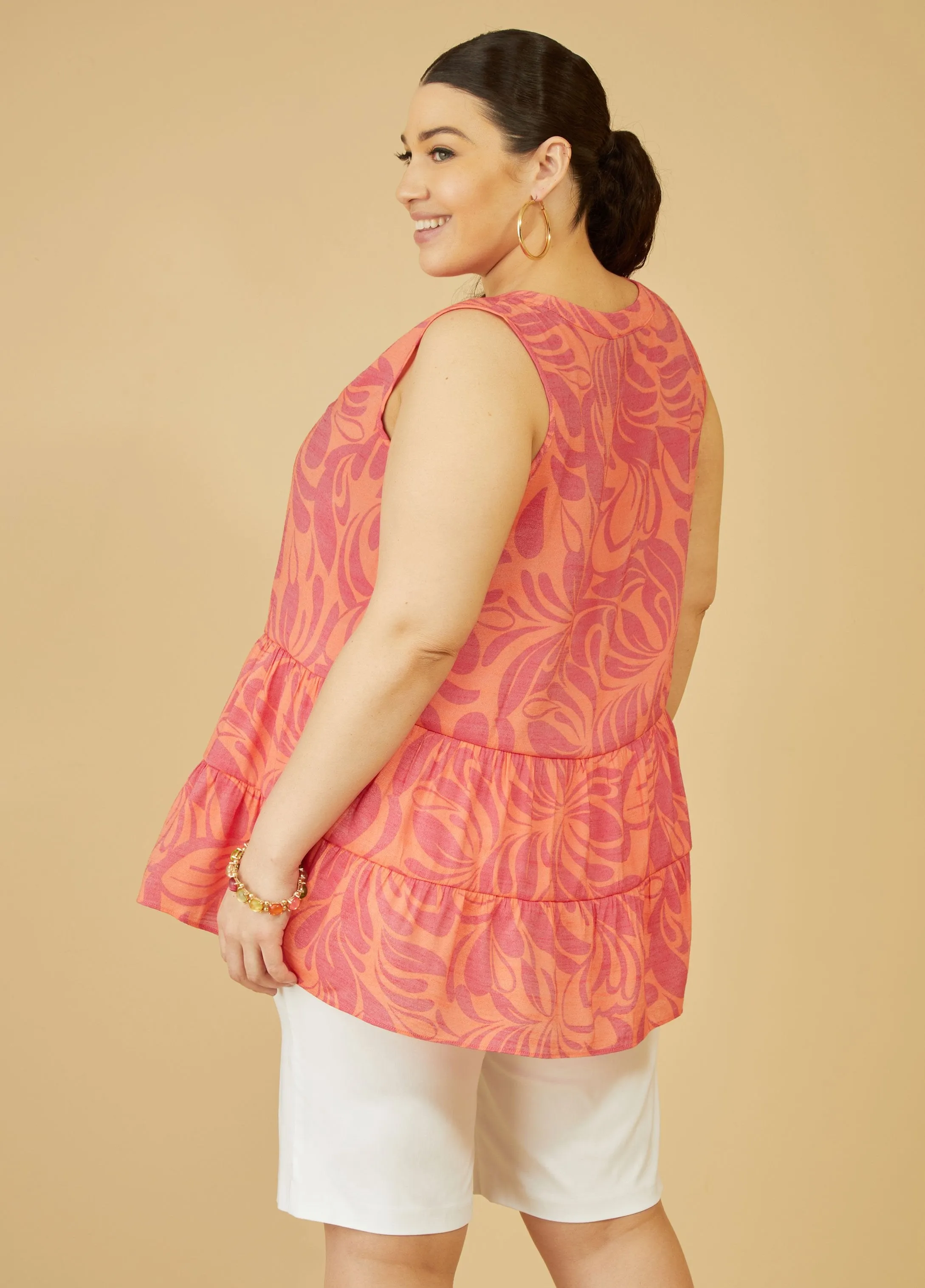 Flounced Tropical Print Top sold by Ashley Stewart product image thumbnail 2