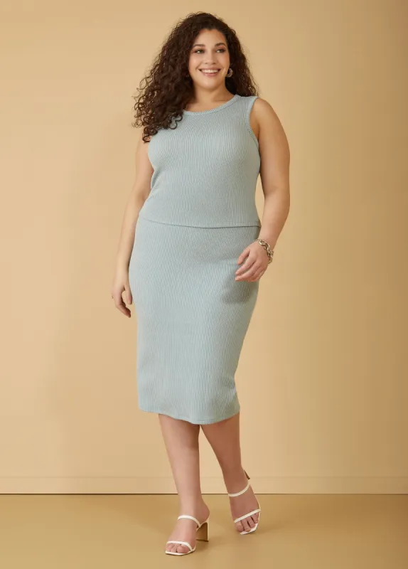 Ribbed Midi Skirt sold by Ashley Stewart