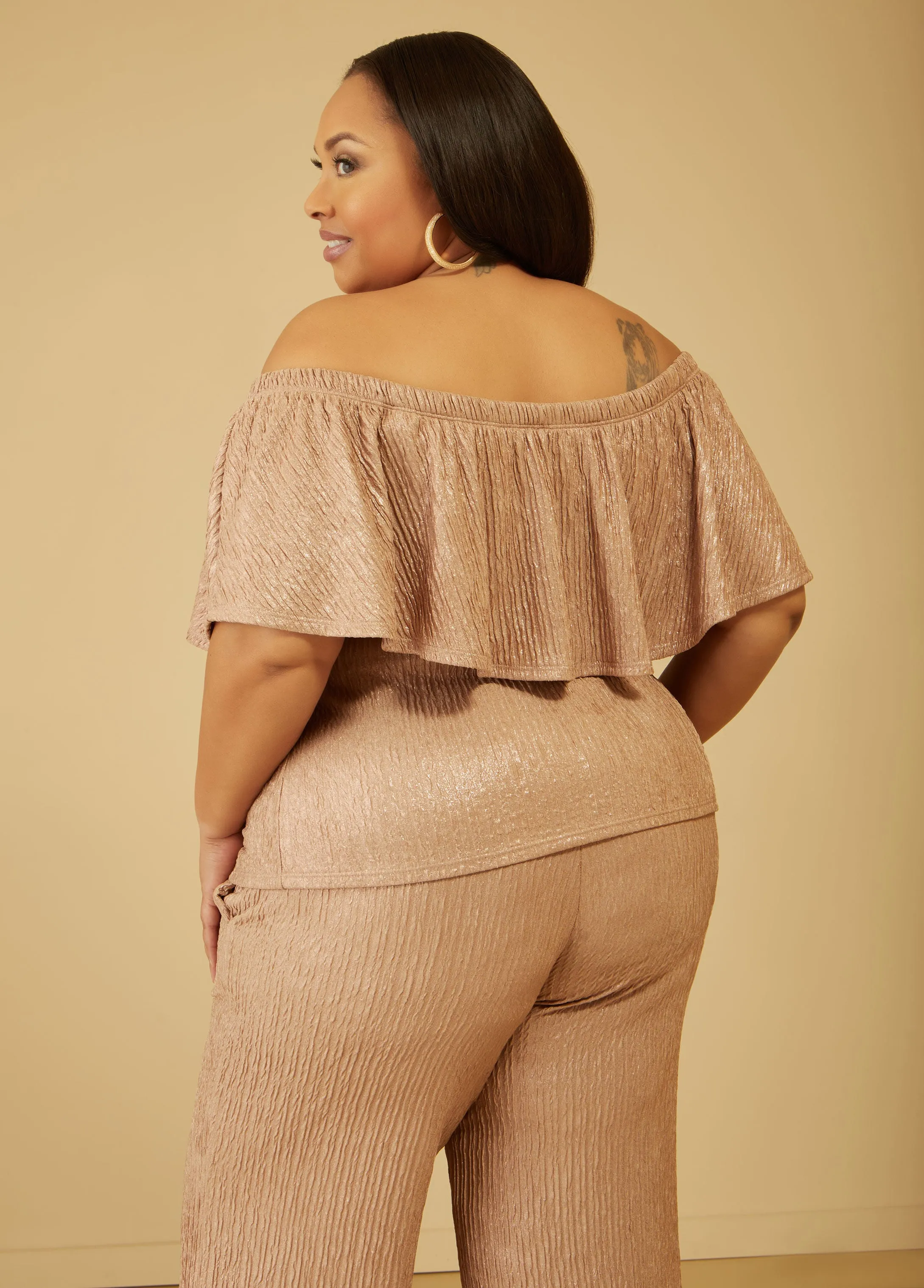 Metallic Off The Shoulder Top sold by Ashley Stewart product image thumbnail 5