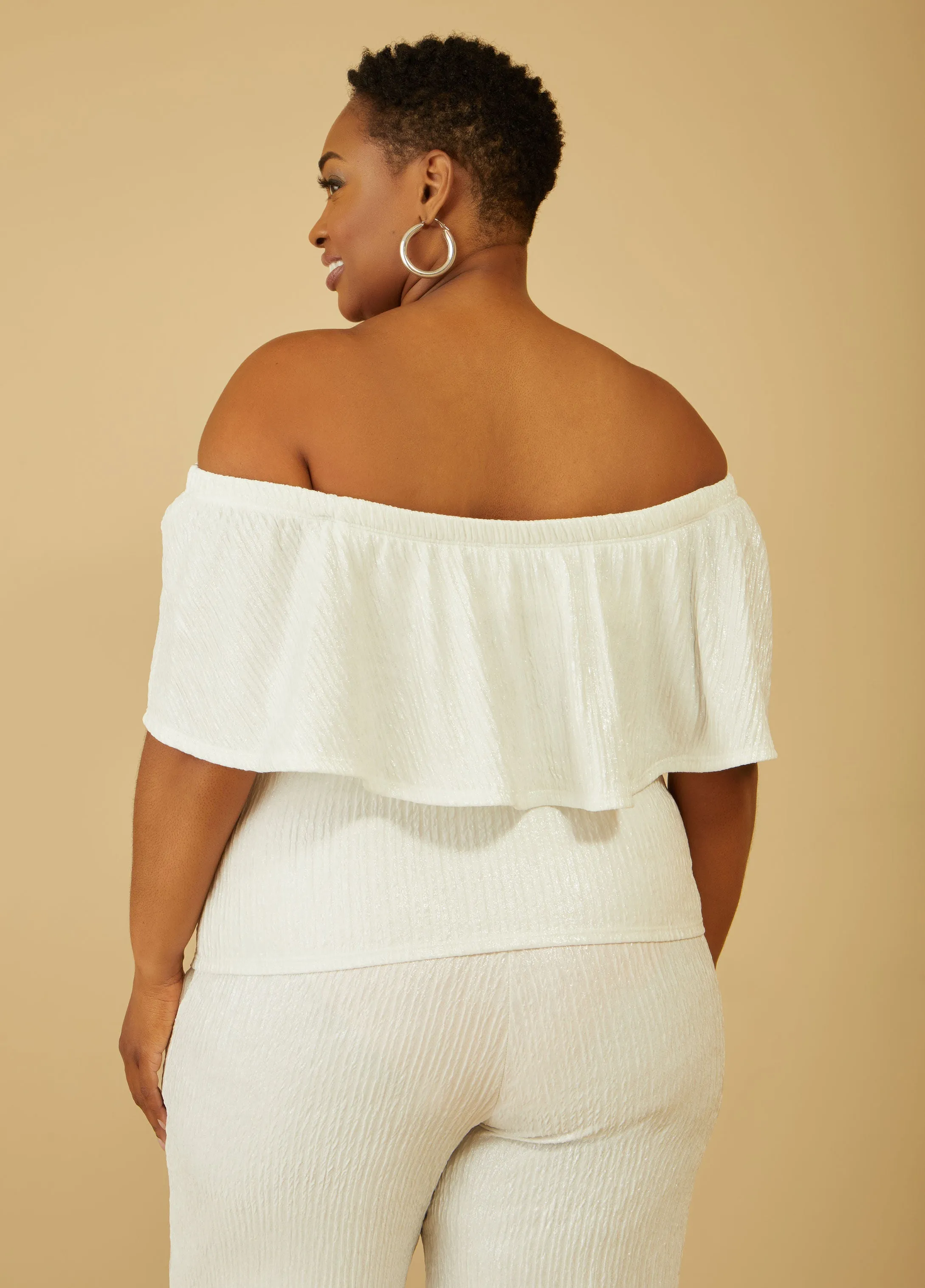 Metallic Off The Shoulder Top sold by Ashley Stewart product image thumbnail 2