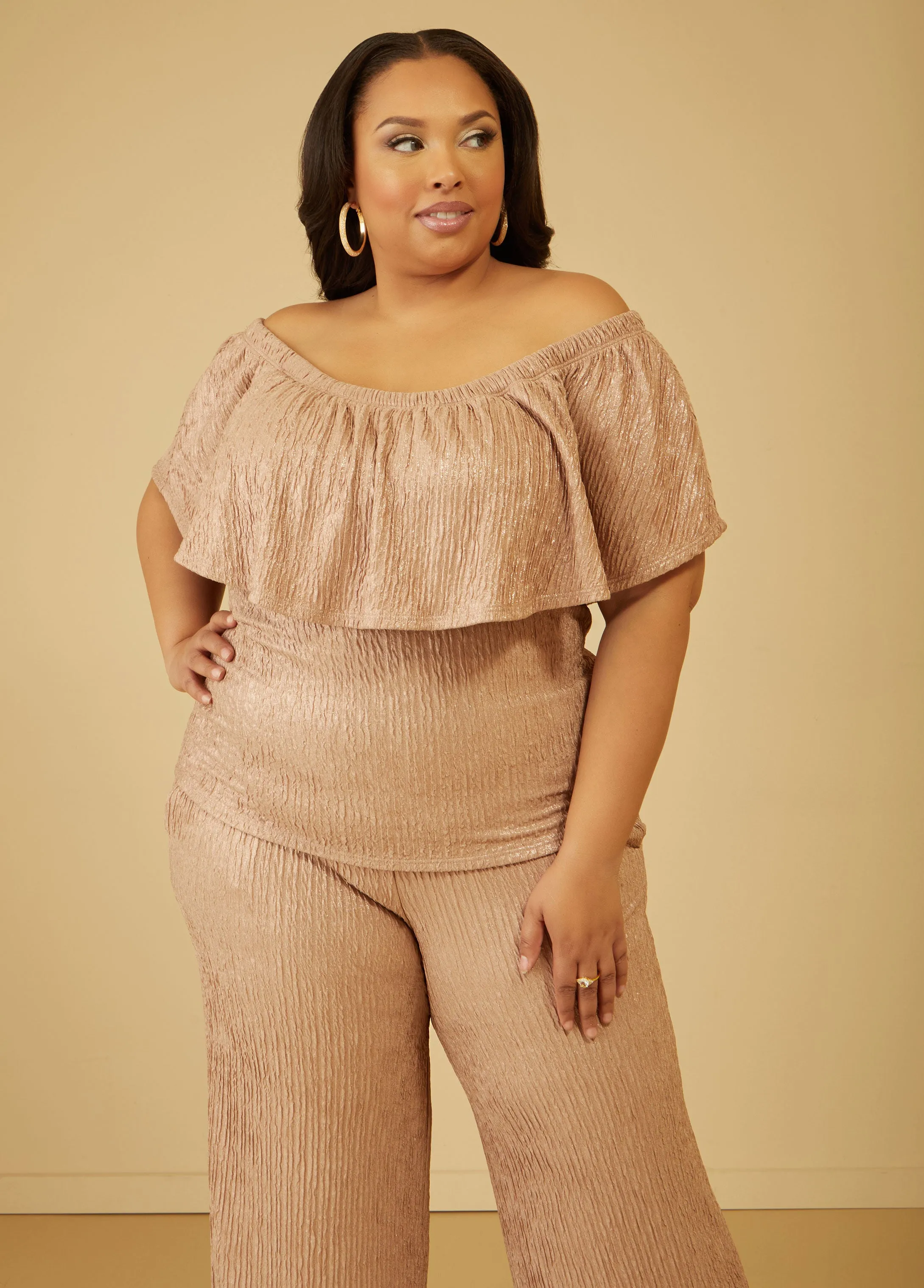 Metallic Off The Shoulder Top sold by Ashley Stewart product image thumbnail 4