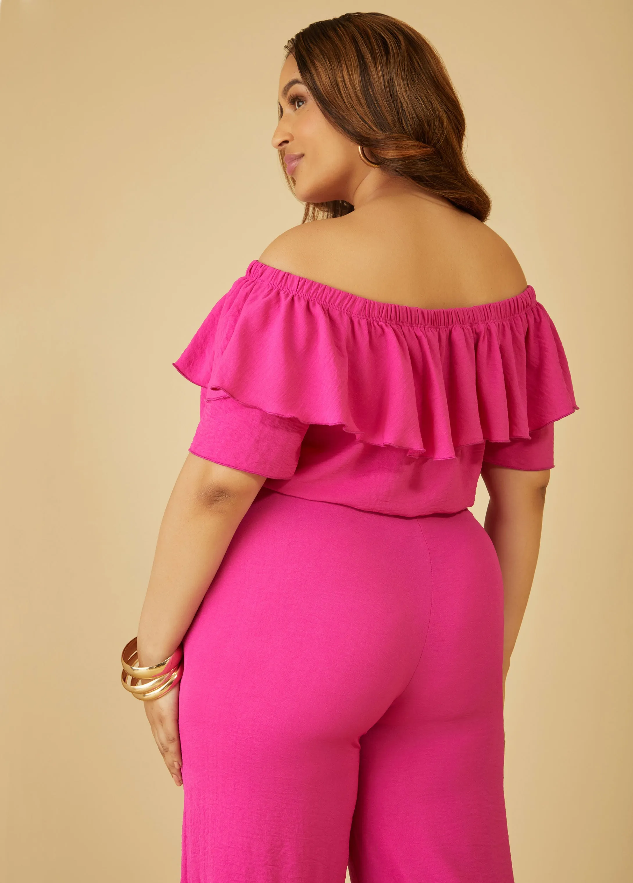 Off The Shoulder Flounced Blouse sold by Ashley Stewart product image thumbnail 2