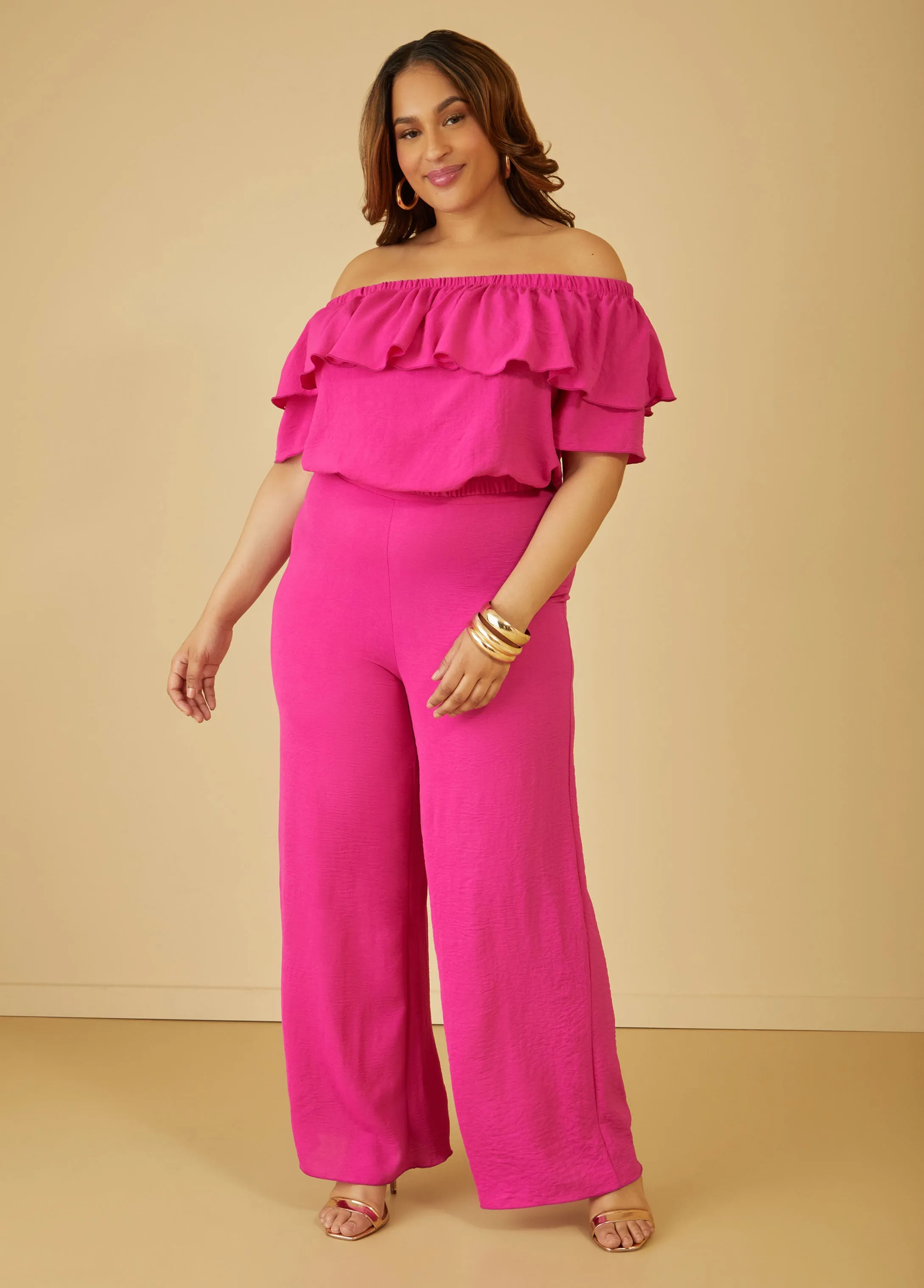 Off The Shoulder Flounced Blouse sold by Ashley Stewart product image thumbnail 3