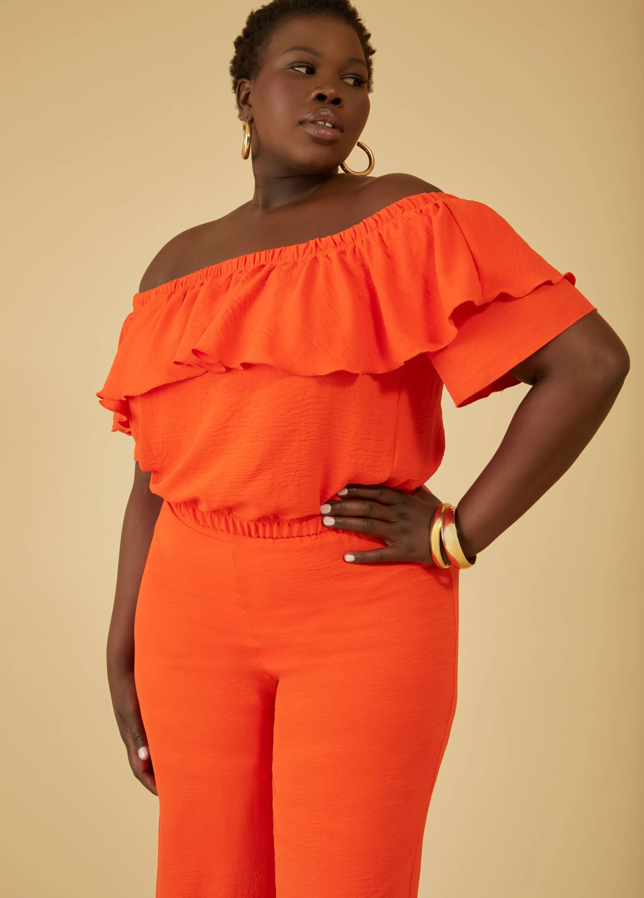 Off The Shoulder Flounced Blouse sold by Ashley Stewart product image thumbnail 4