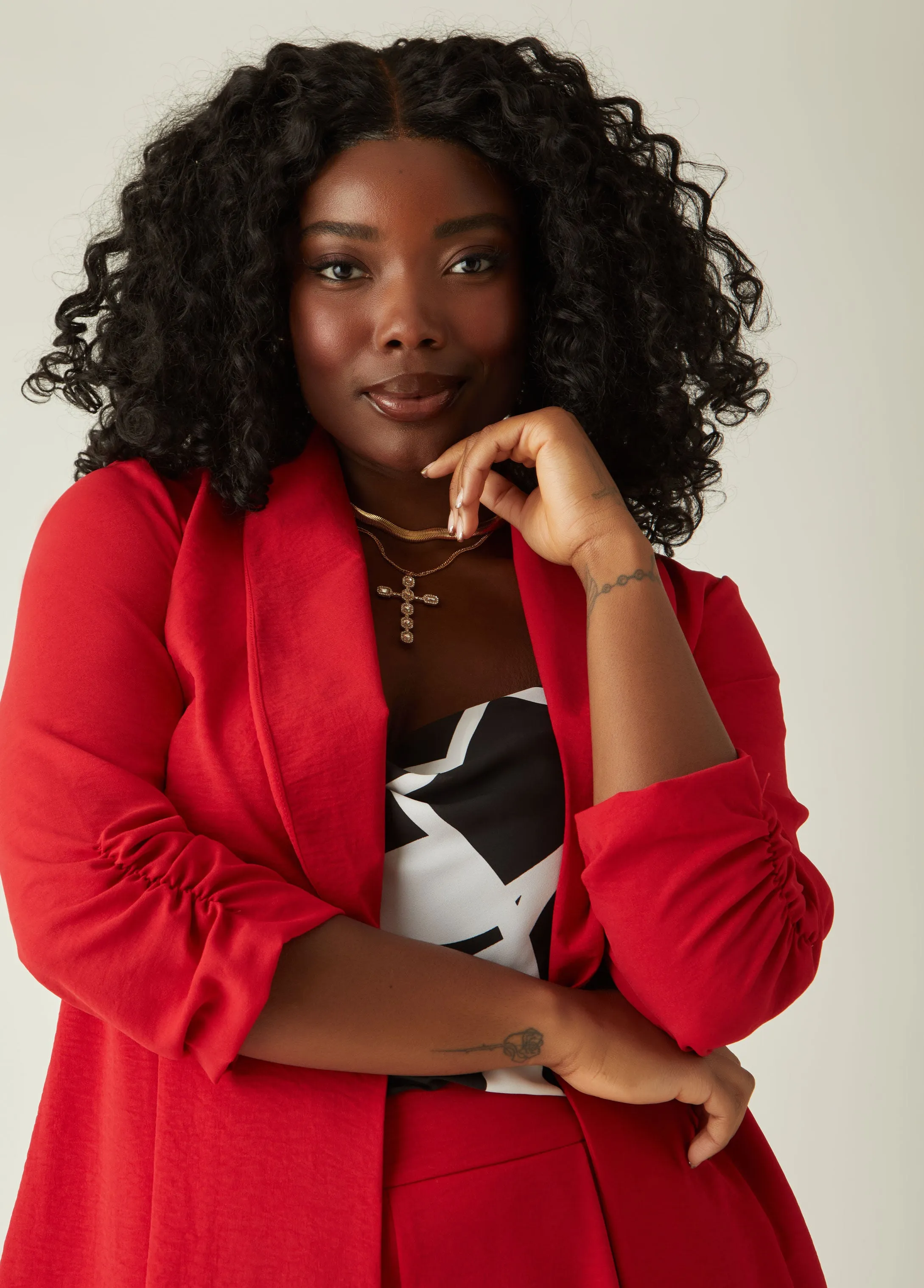 Textured Open Front Blazer sold by Ashley Stewart product image thumbnail 3