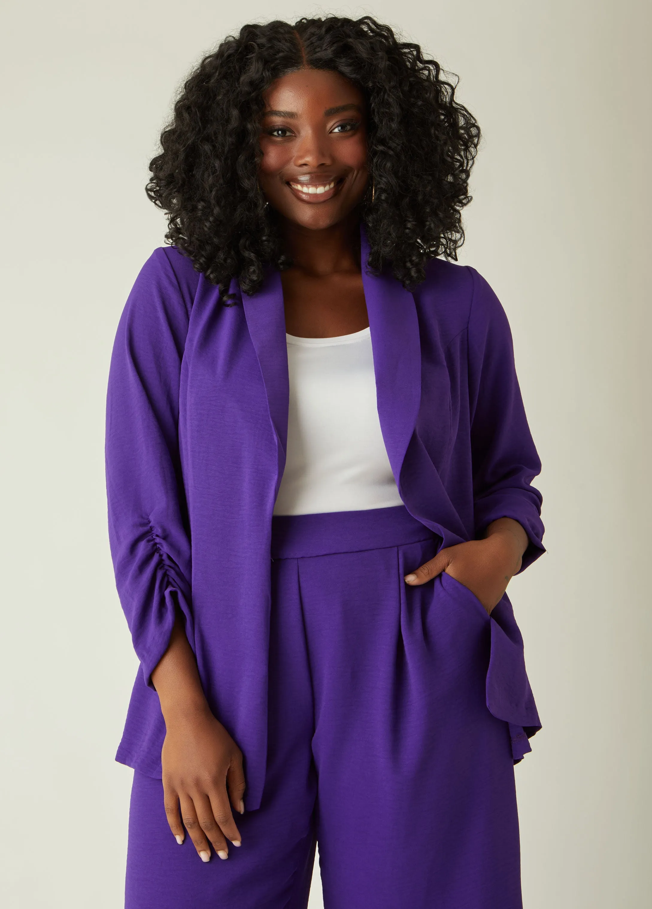 Textured Open Front Blazer sold by Ashley Stewart product image thumbnail 5