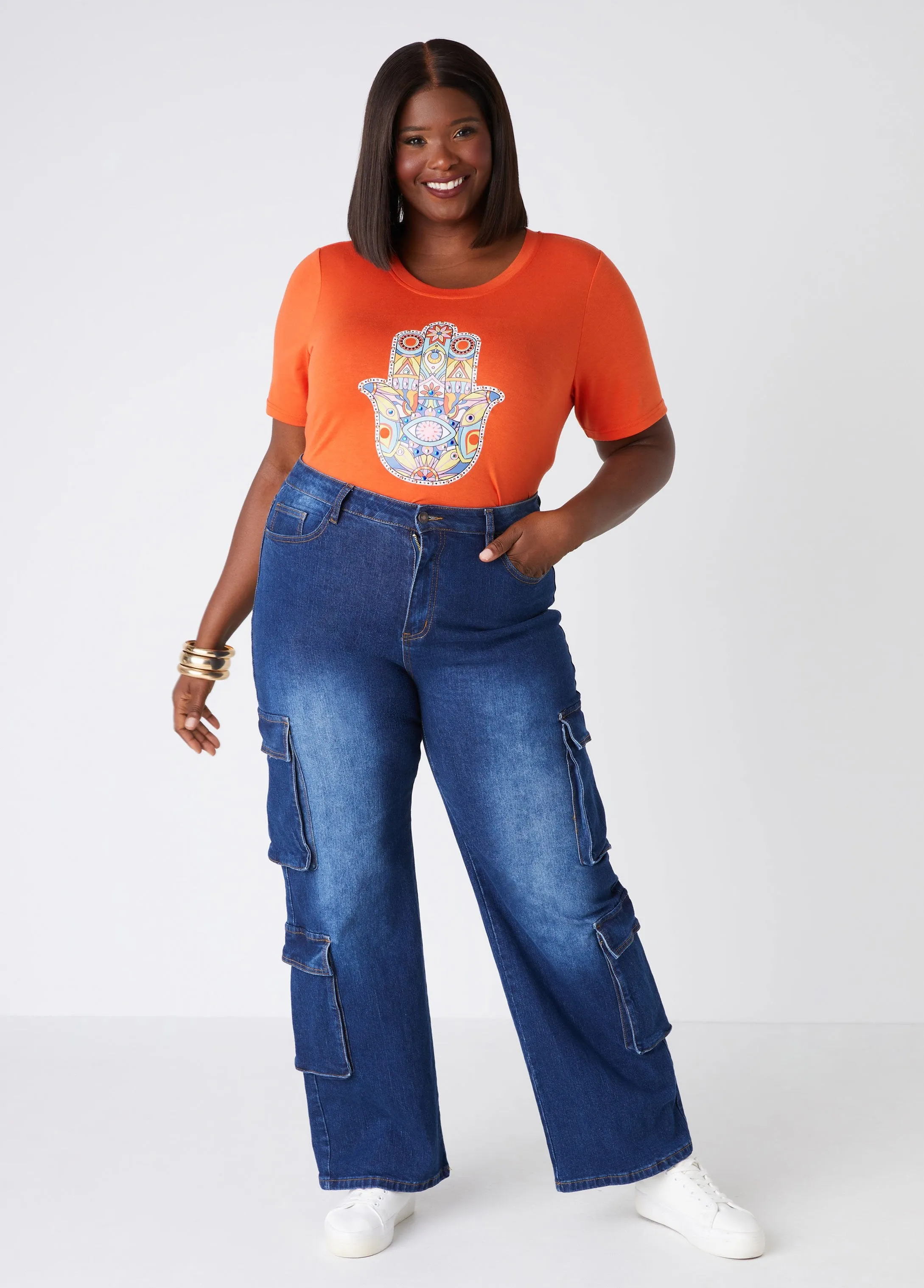 Hamsa Embellished Graphic Tee sold by Ashley Stewart product image thumbnail 3