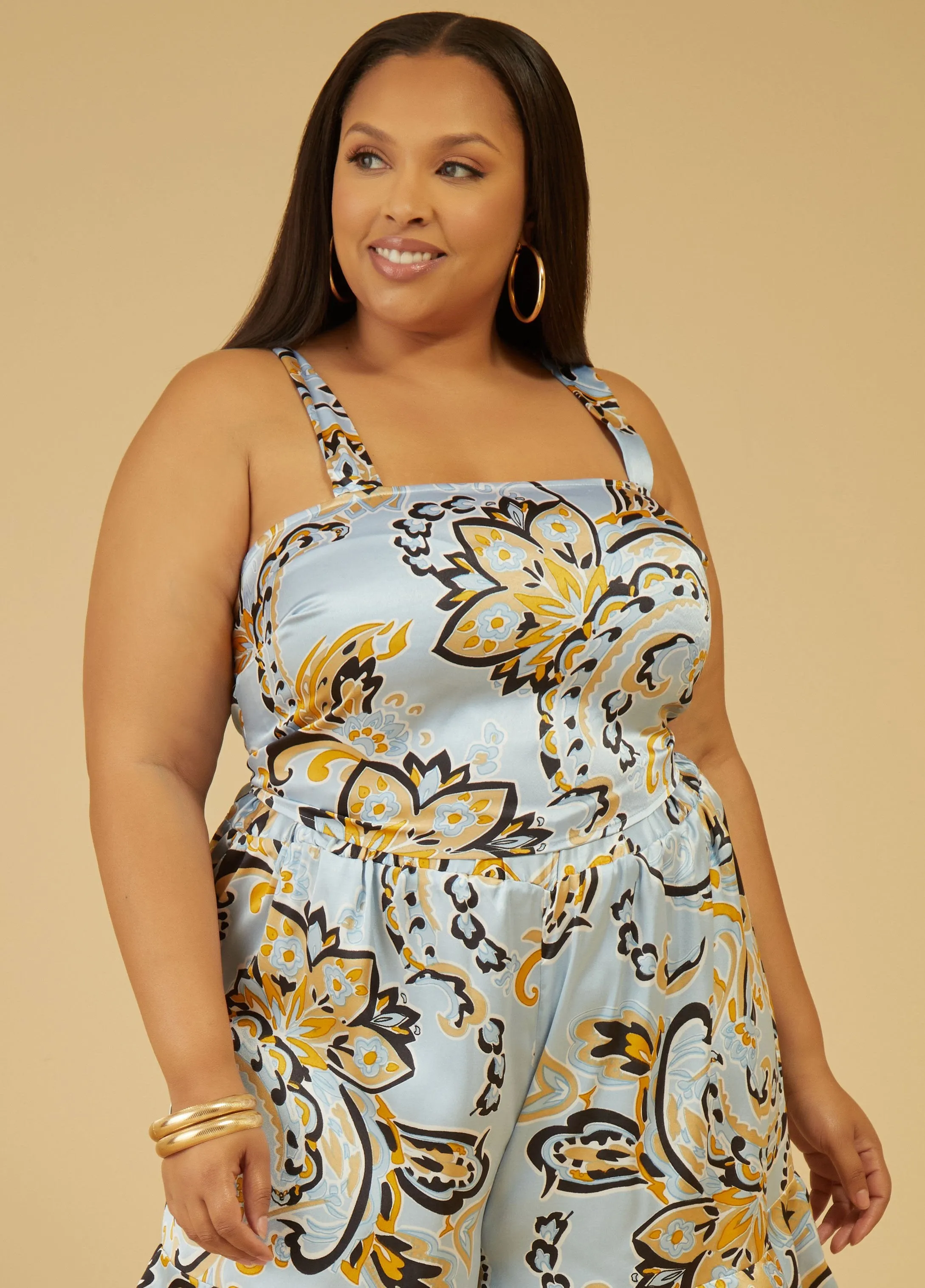 Printed Cropped Halter Top sold by Ashley Stewart