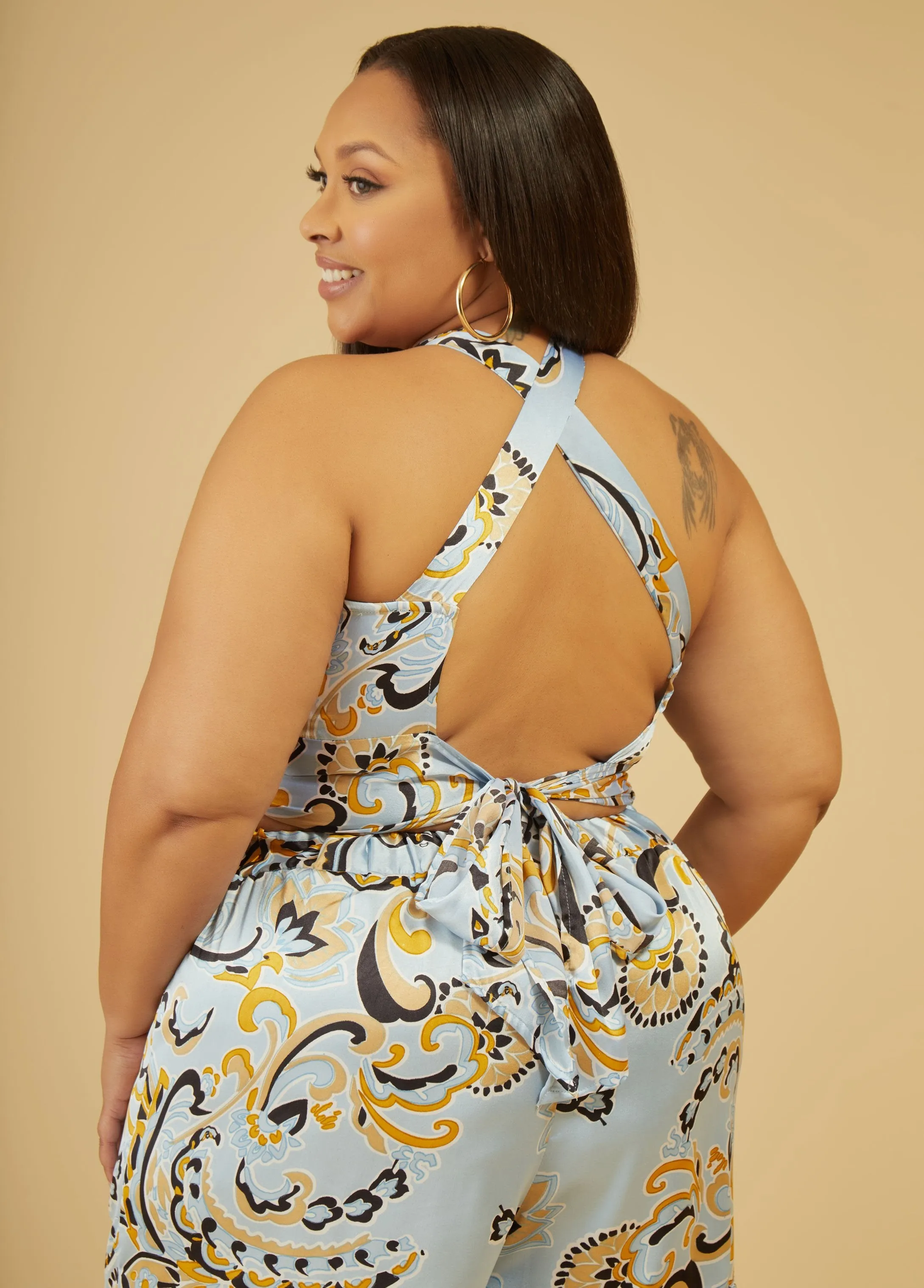 Printed Cropped Halter Top sold by Ashley Stewart product image thumbnail 2