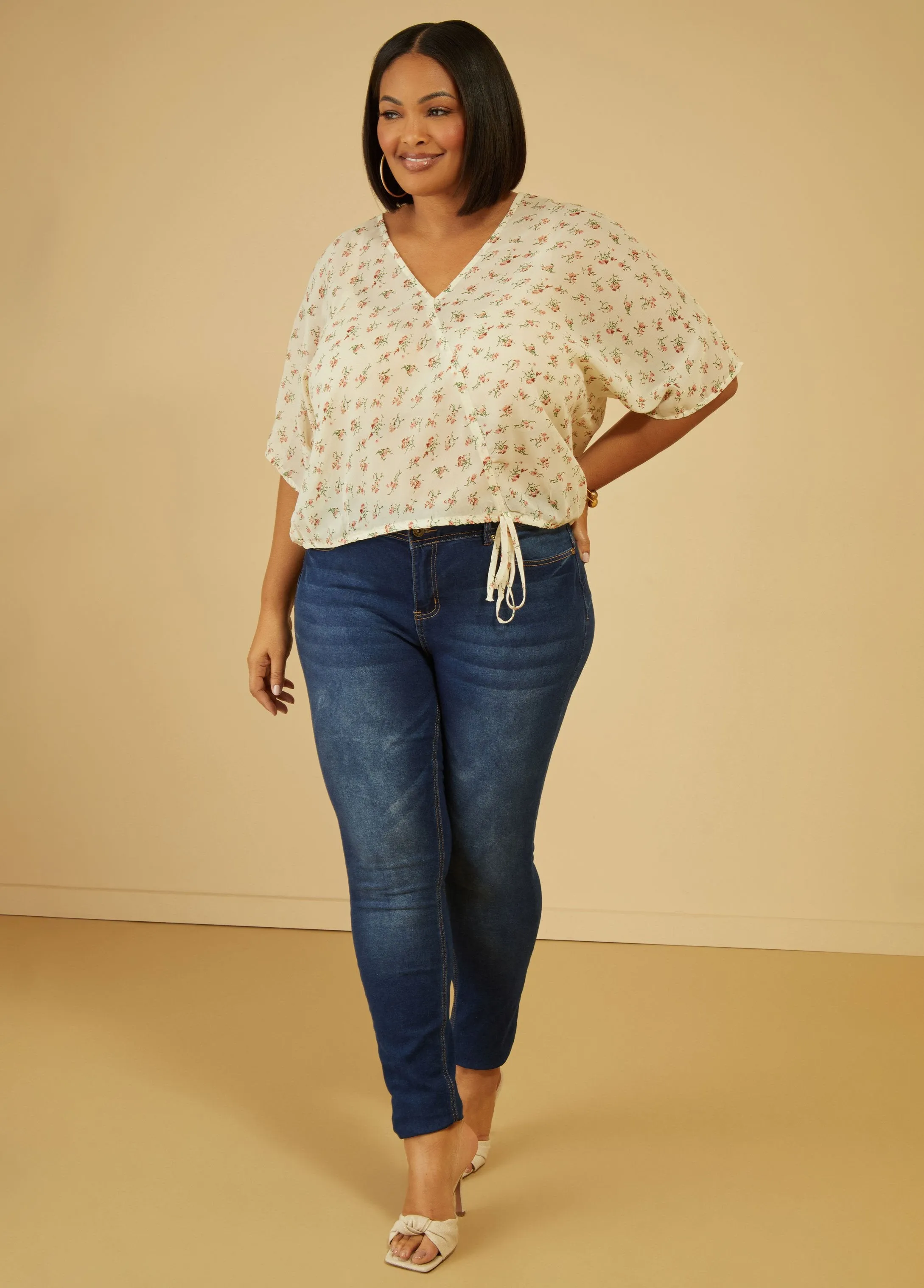 Floral Tie Detailed Blouse sold by Ashley Stewart product image thumbnail 3