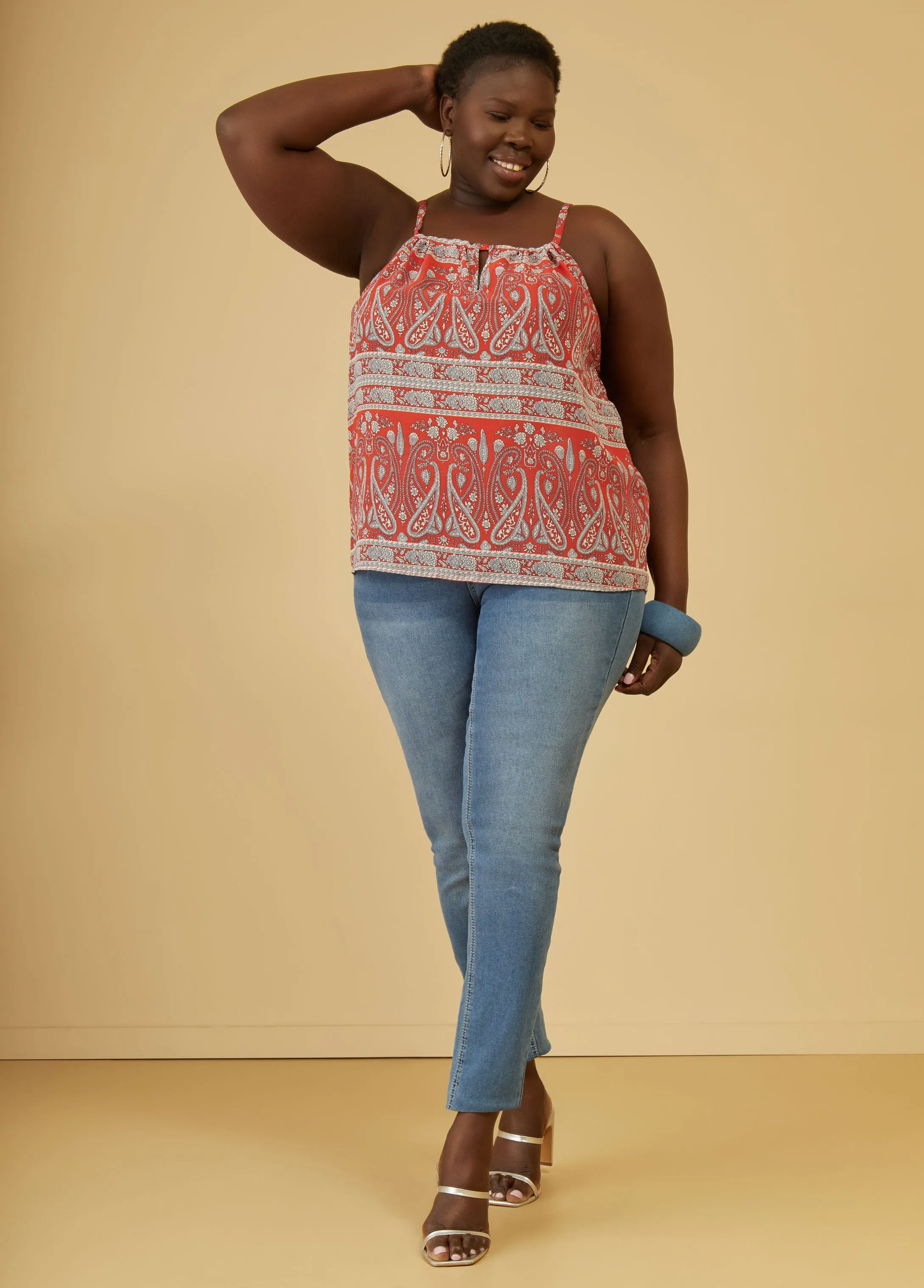 Paisley Print Keyhole Top sold by Ashley Stewart product image thumbnail 4