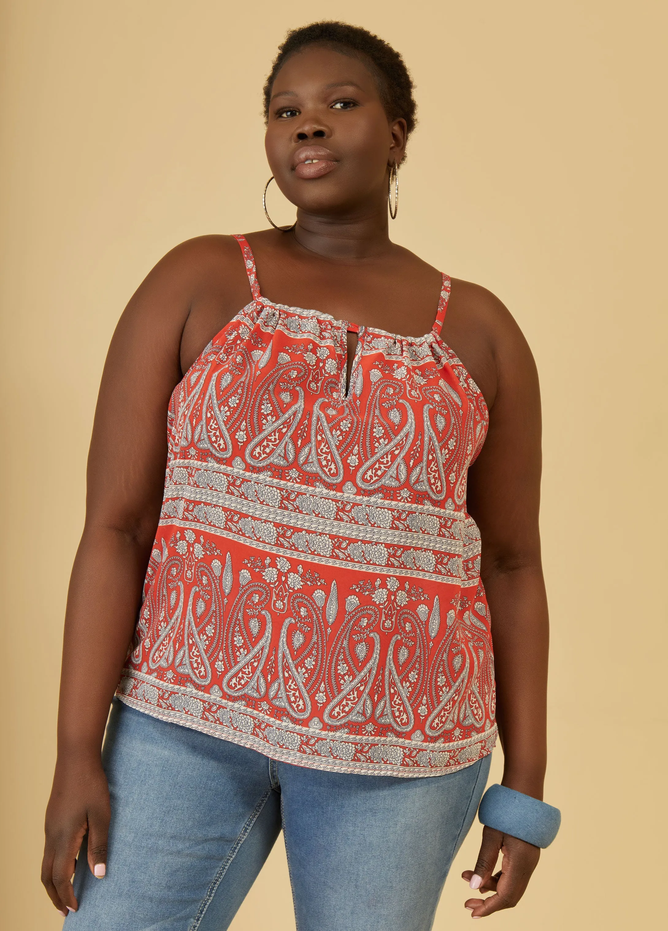 Paisley Print Keyhole Top sold by Ashley Stewart
