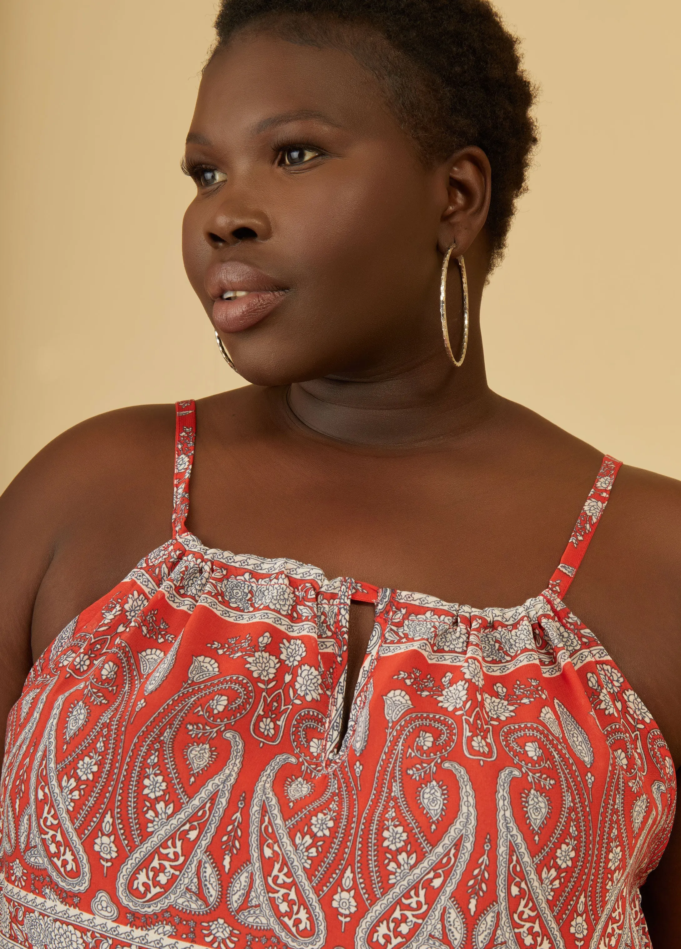 Paisley Print Keyhole Top sold by Ashley Stewart product image thumbnail 3