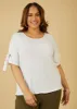 Grommet Detailed Stretch Knit Top sold by Ashley Stewart